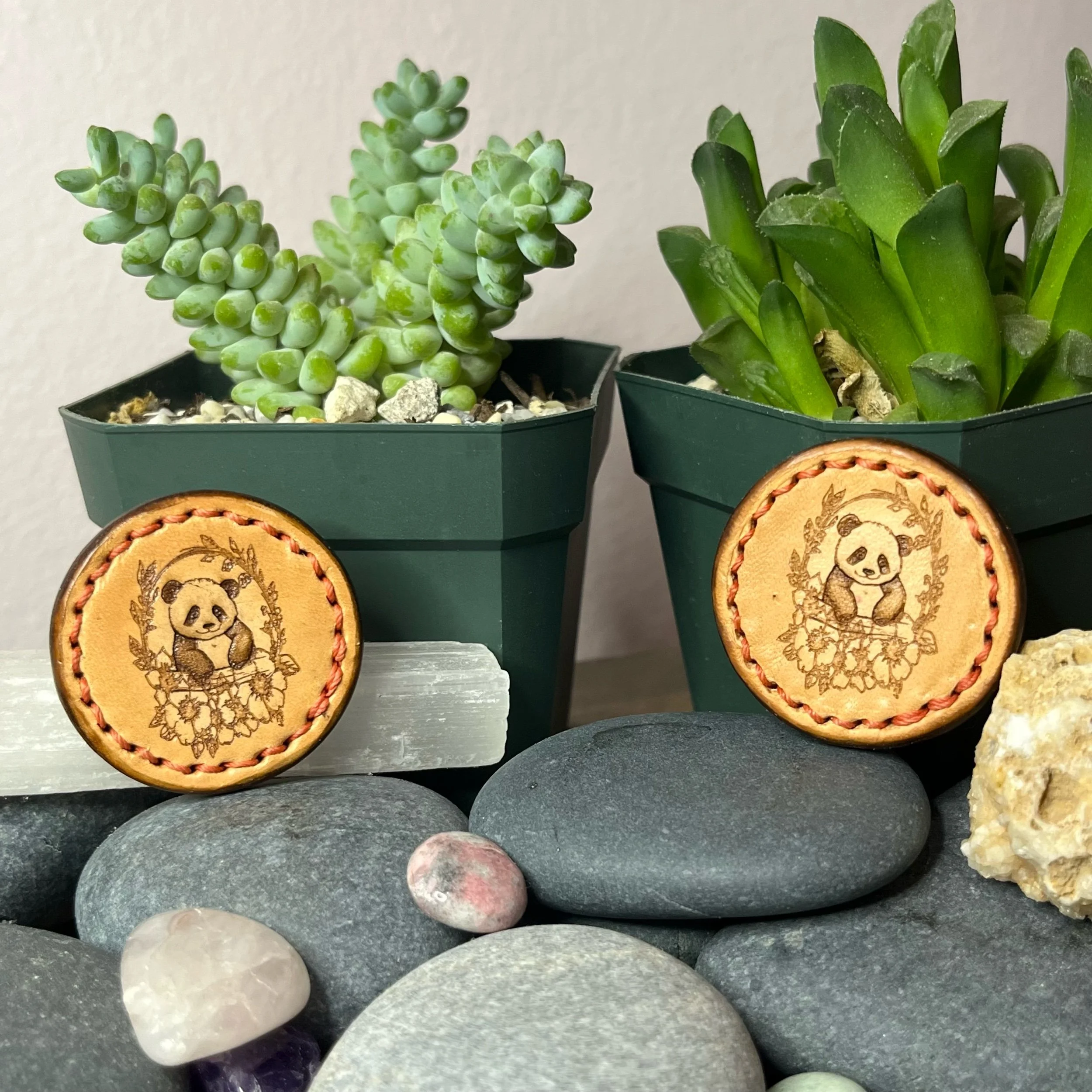 Floral Panda - Leather Fidget Magnet Set