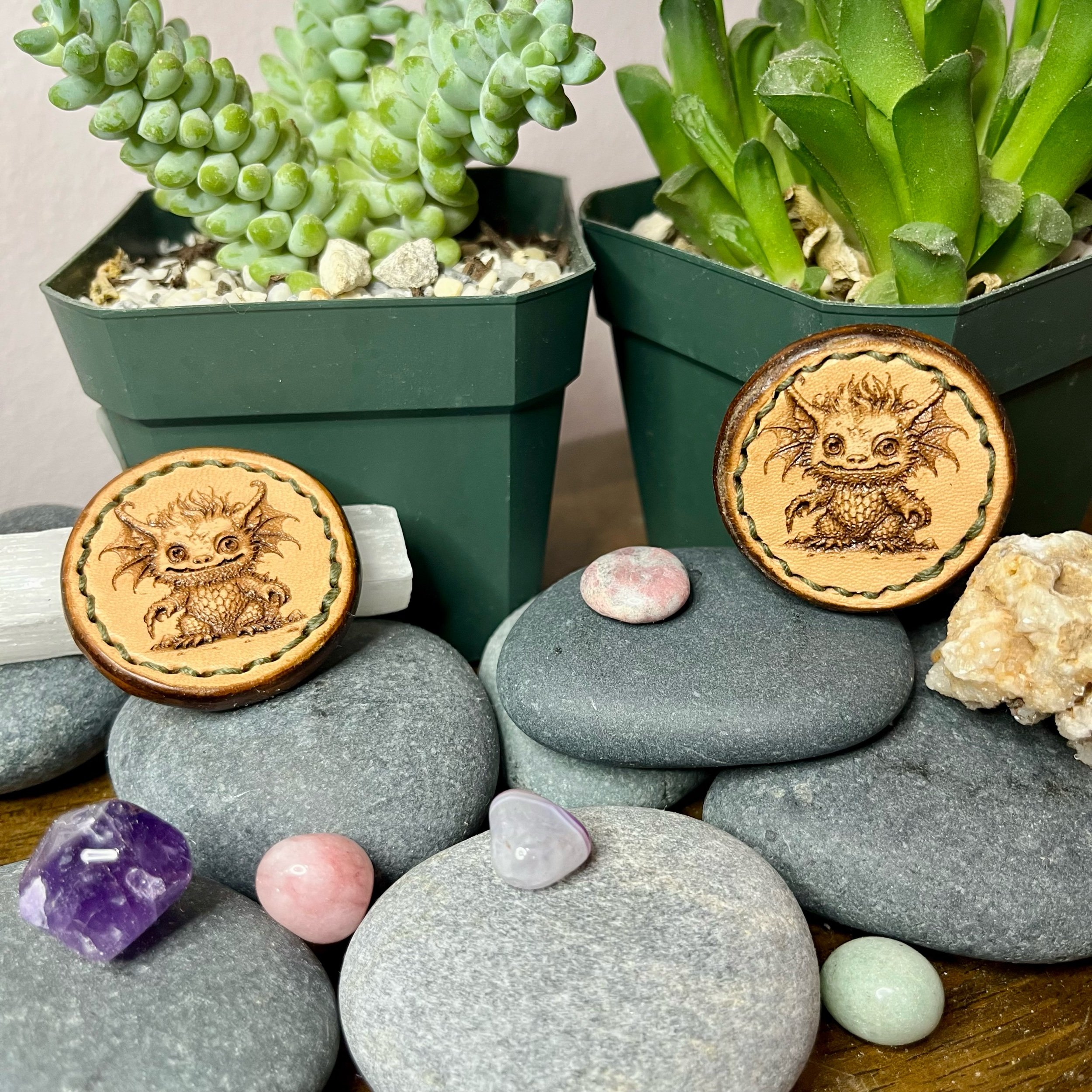 Scaley Horned Monster - Leather Fidget Magnet Set