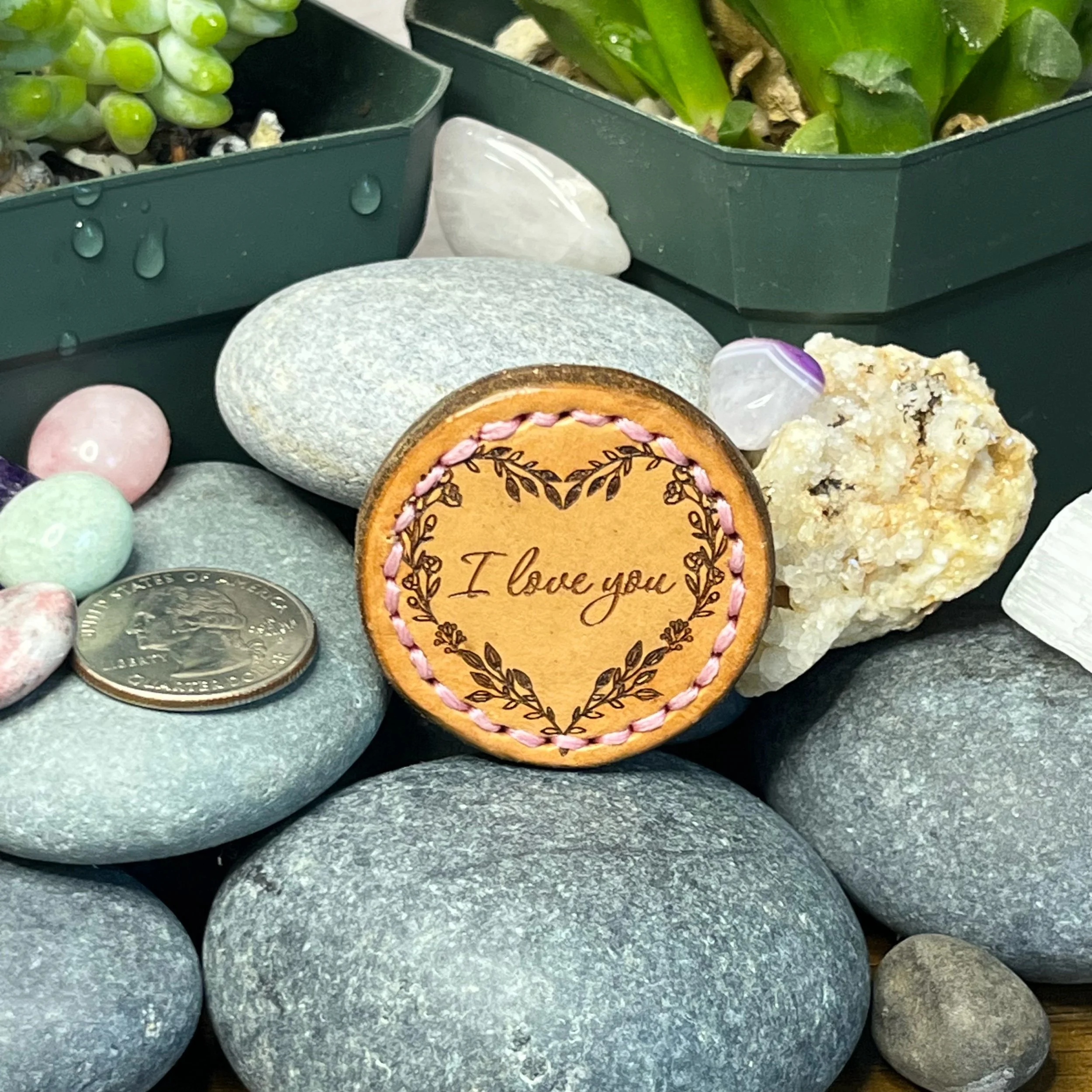 I Love You - Leather Magnet