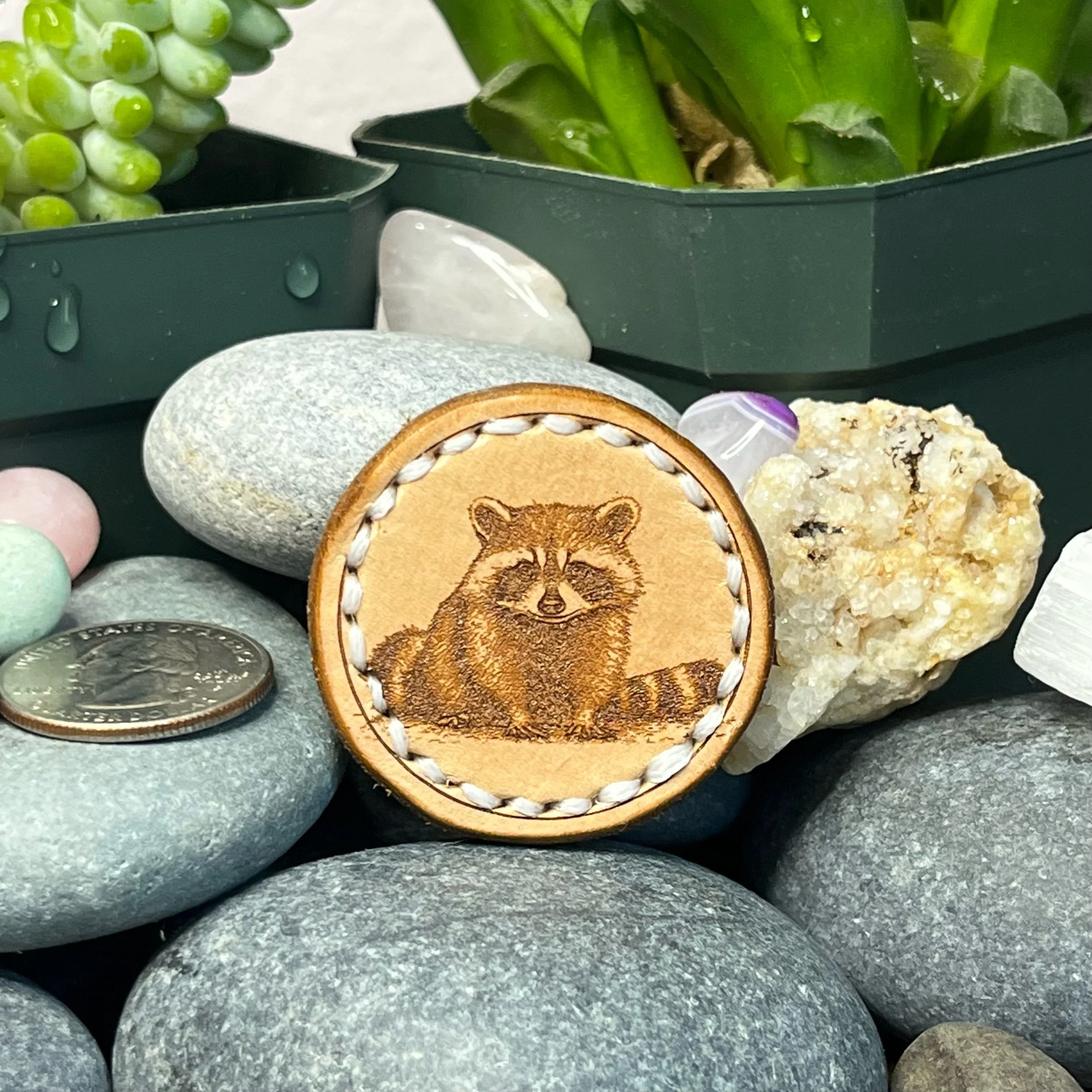 Raccoon - Leather Magnet