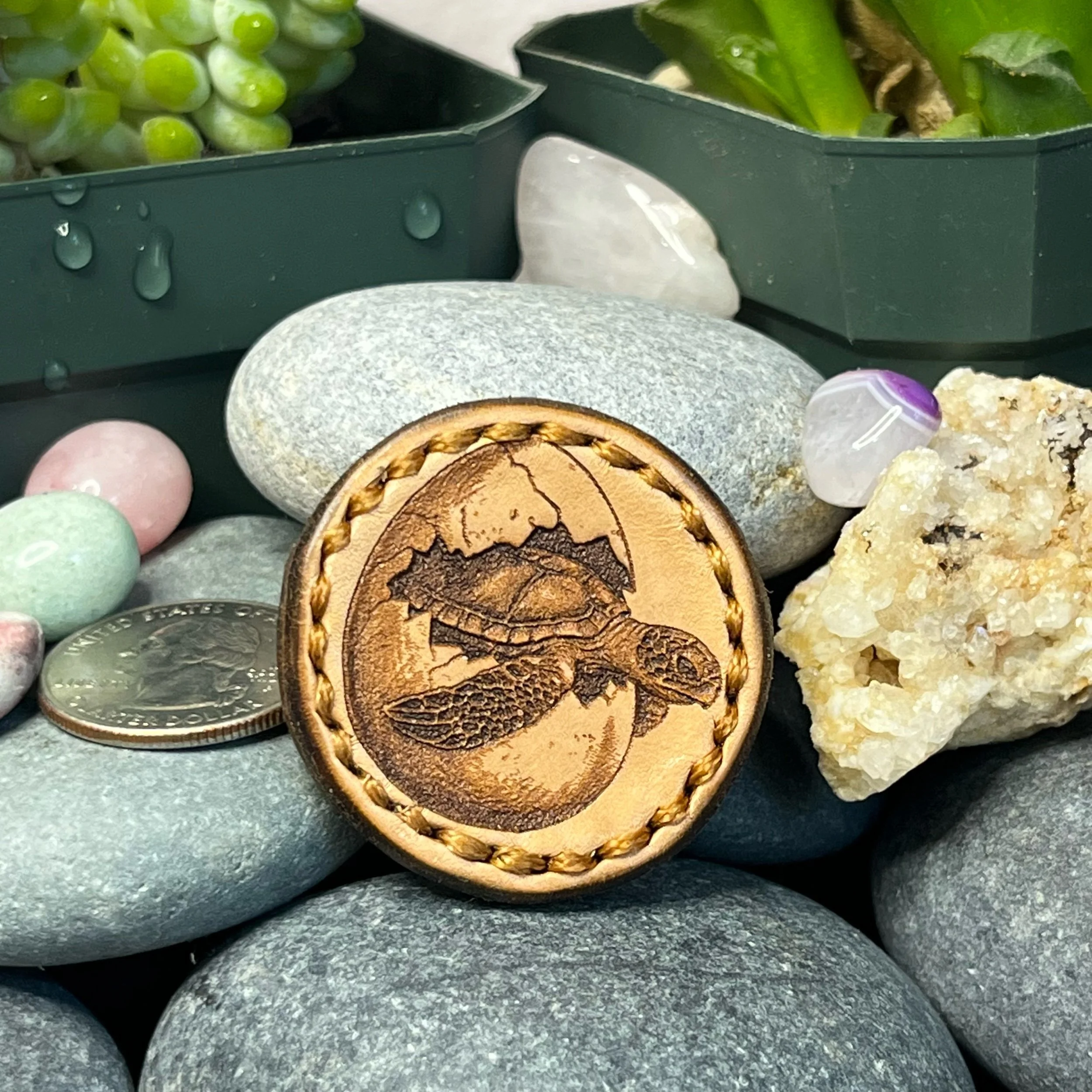 Sea Turtle - Leather Magnet