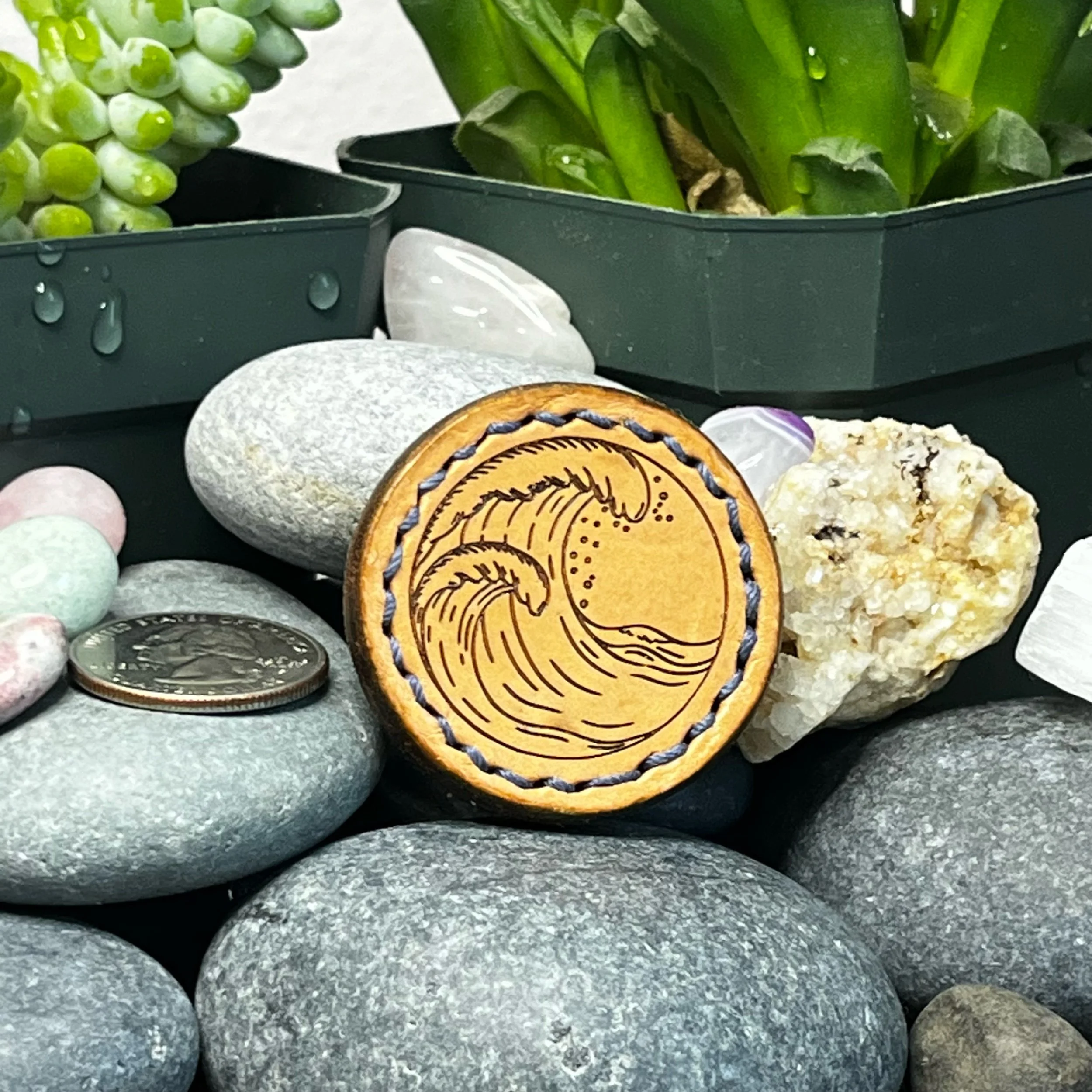 Waves - Leather Magnet