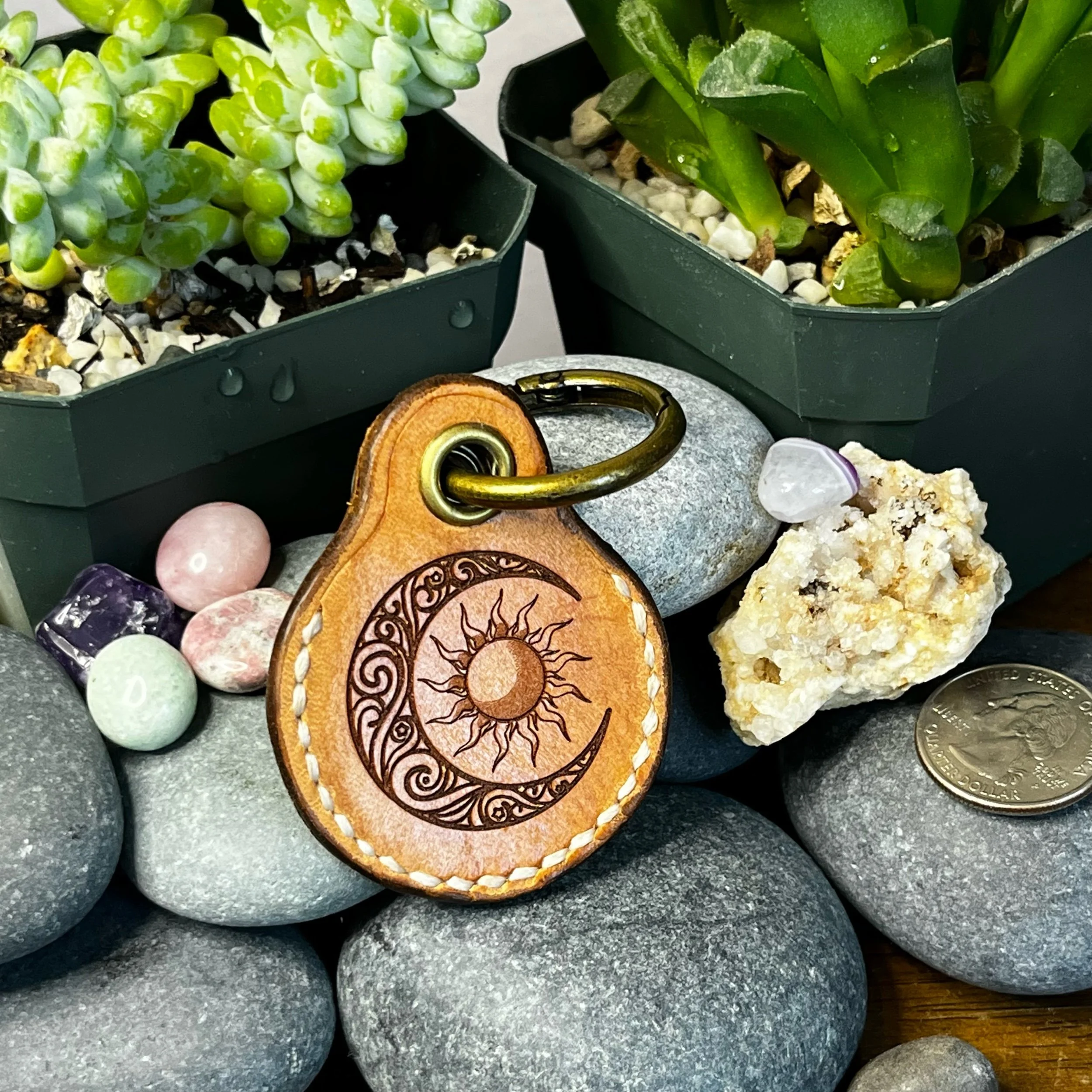 Moon with Sun - AirTag Keychain