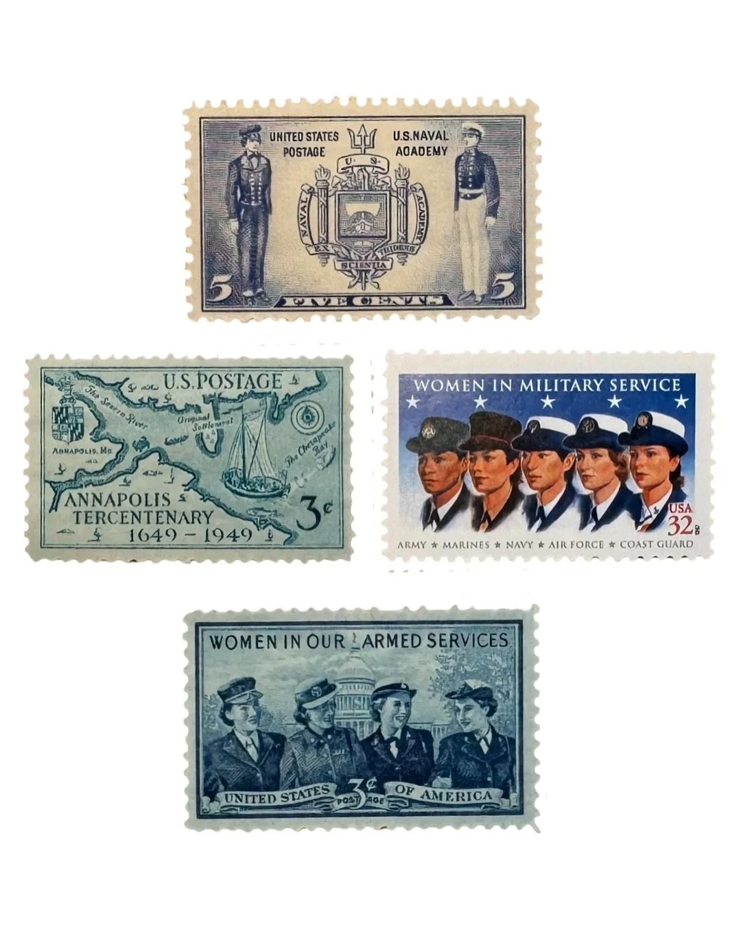 Finally, the perfect upgrade to your ship-bound correspondence, graduation announcements, or retirement invitations!

We have four carefully curated packs to add some oomph to your Forever stamp.

⚓️ 50 Years of Women at USNA

⚓️ Ship Selection

⚓️ N