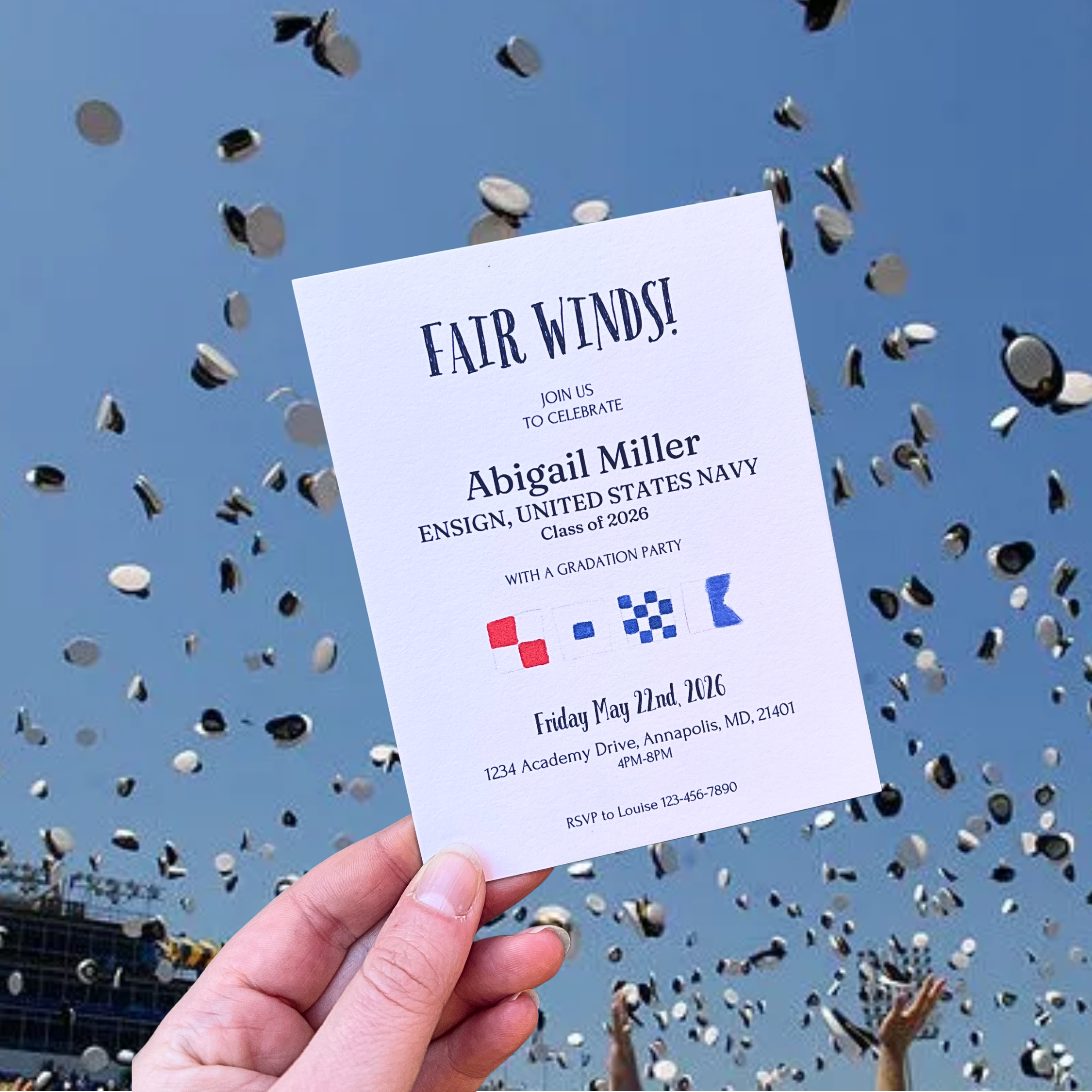 USNA Nautical Flags Graduation Party Invitation