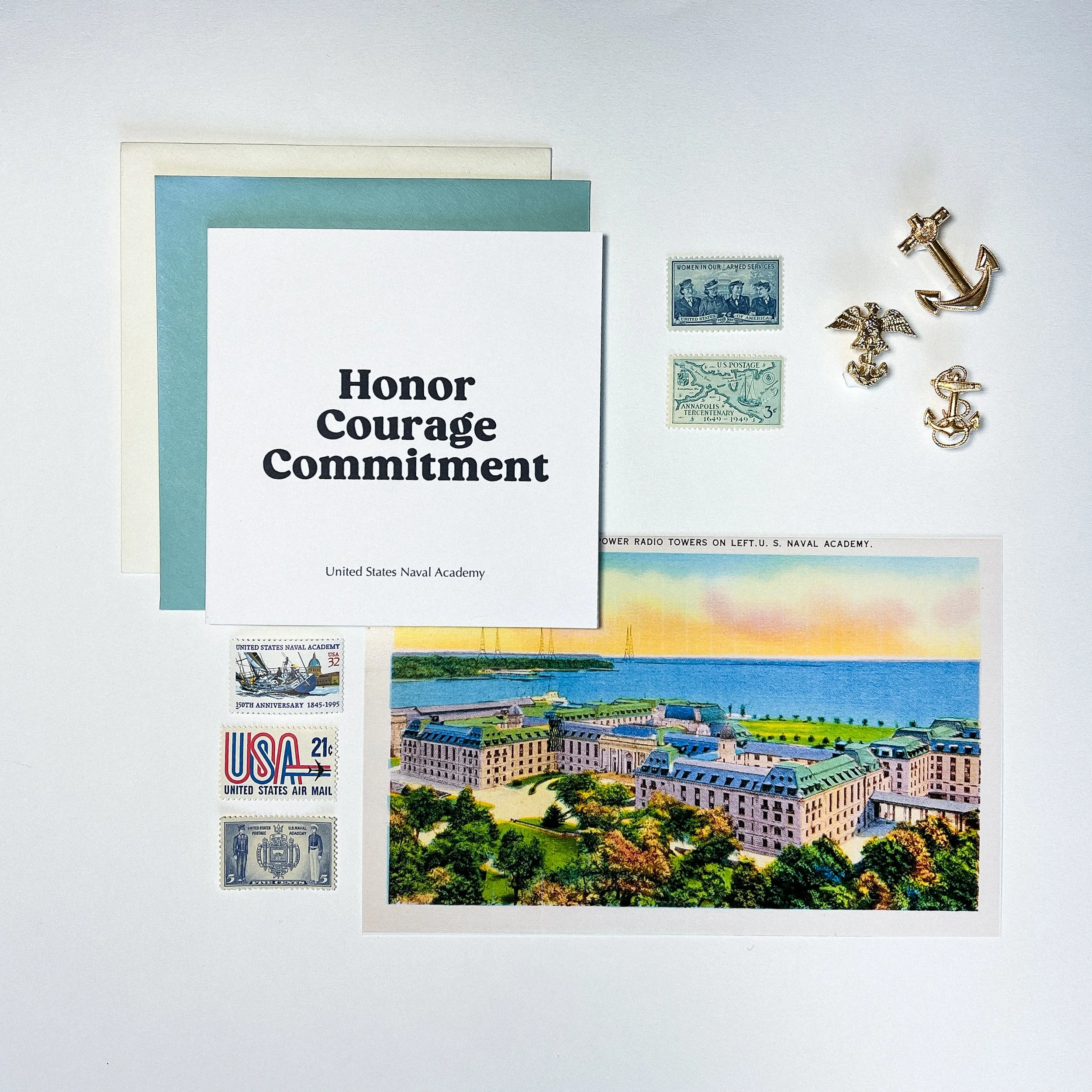 Honor, Courage, Commitment Square Blank Card