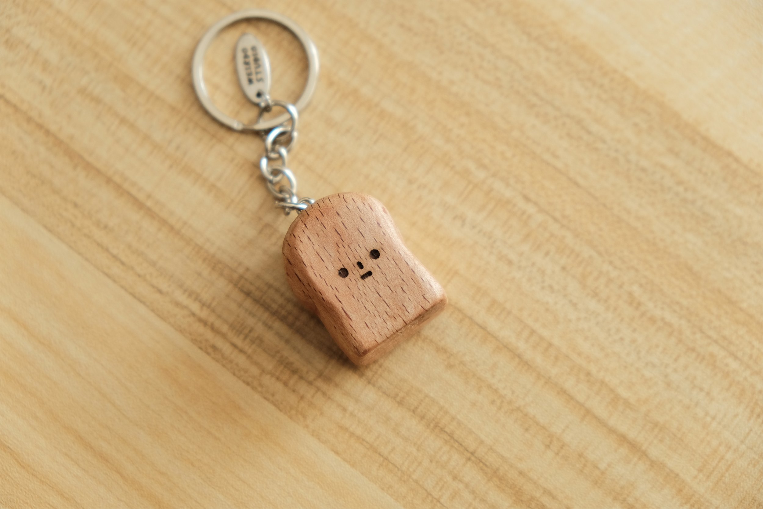 White Bread | Key Chain | Handmade Wooden Carving