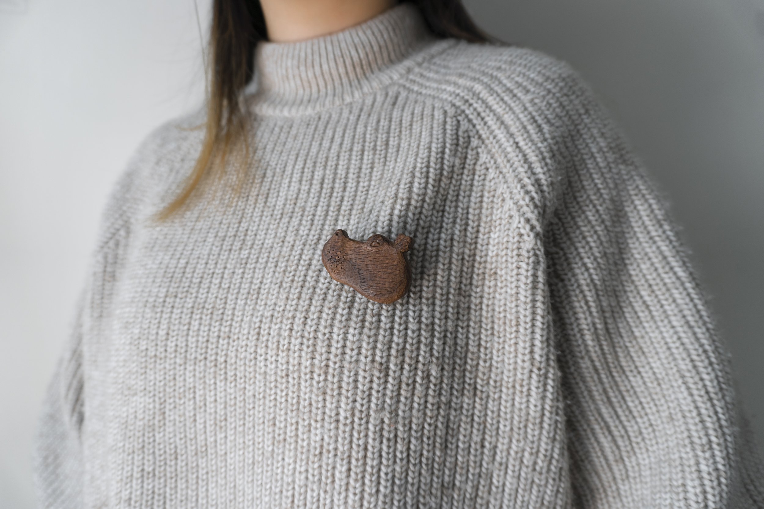 Hippo | 30 Animal Series | Handmade Wooden Brooch