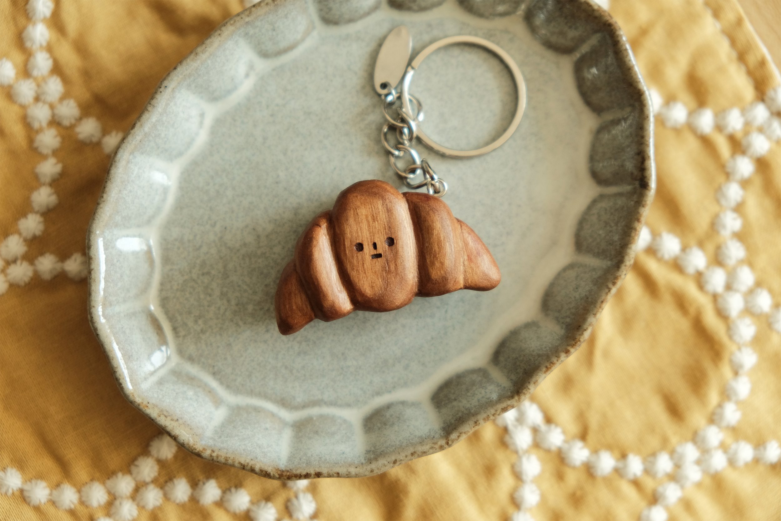 Croissant | Key Chain | Handmade Wooden Carving