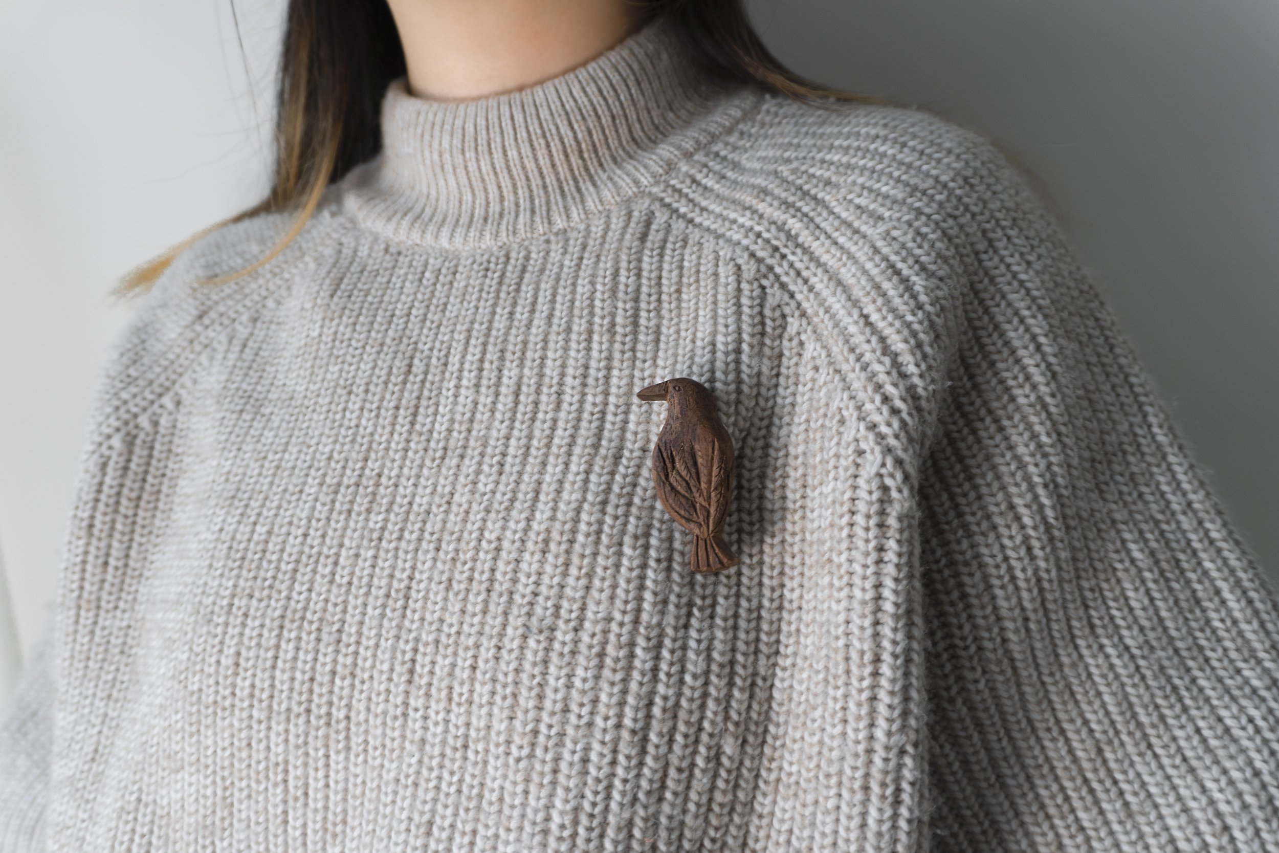 Crow | 30 Animal Series | Handmade Wooden Brooch