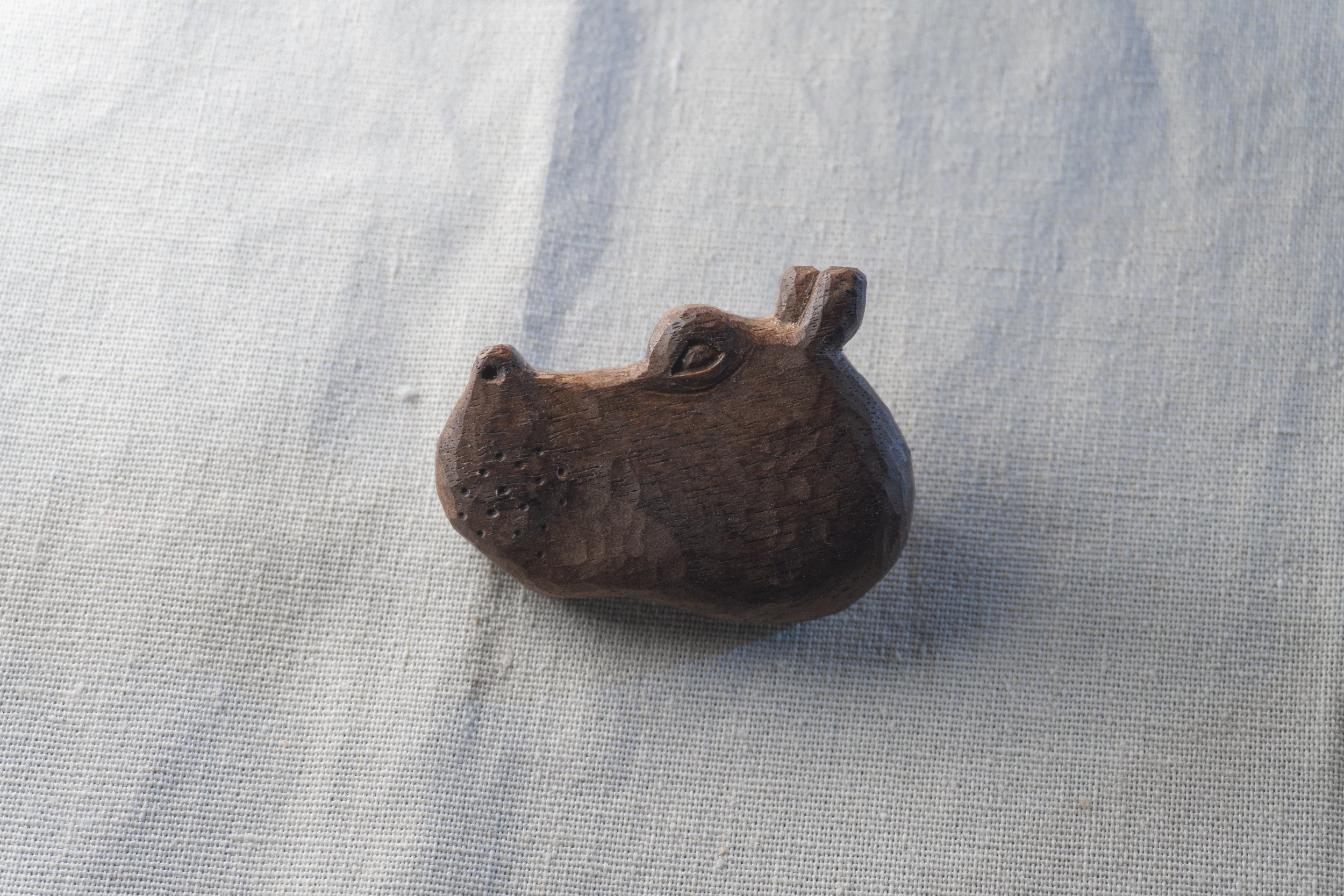 Hippo | 30 Animal Series | Handmade Wooden Brooch