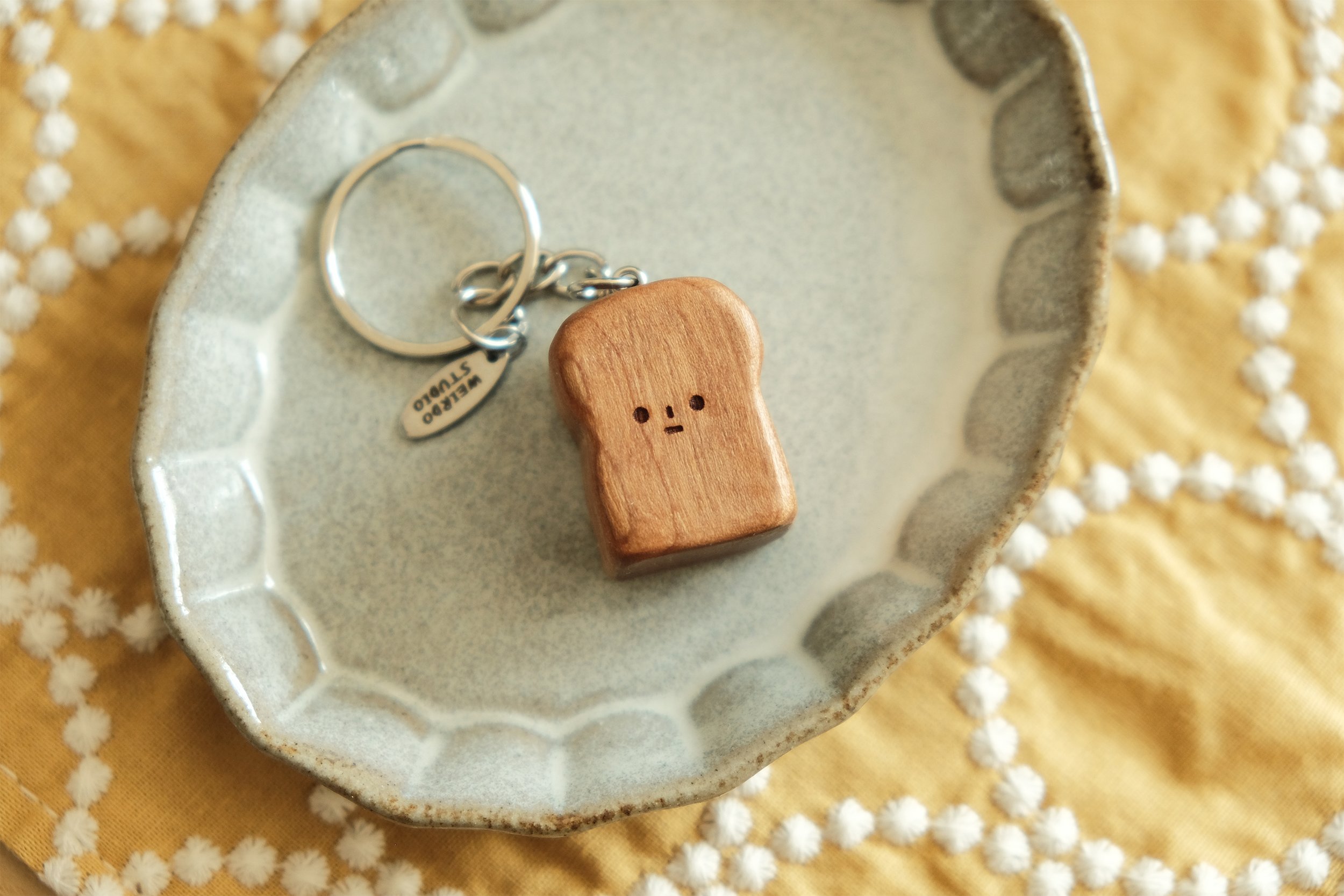 White Bread | Key Chain | Handmade Wooden Carving