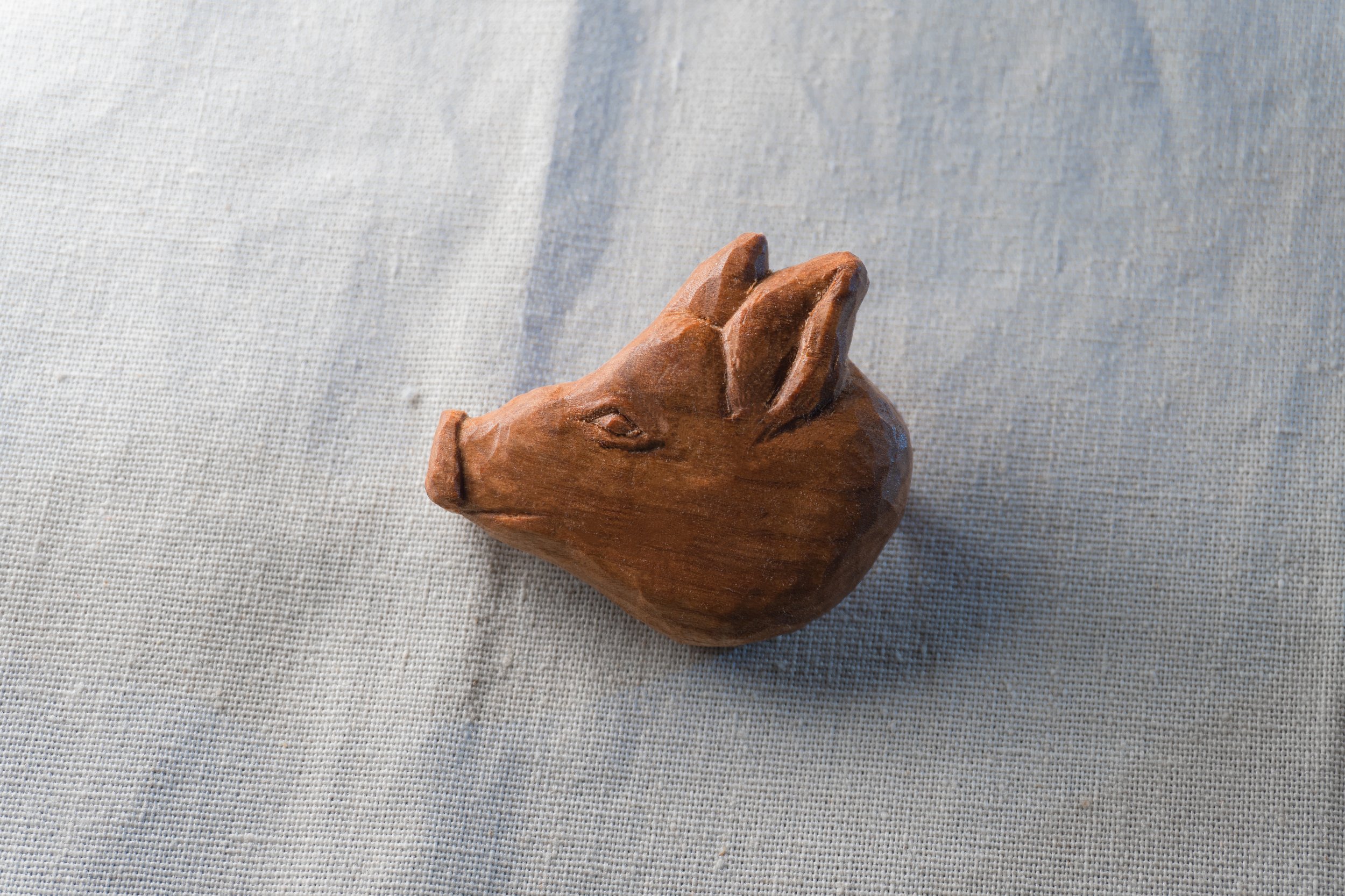 Pig | 30 Animal Series | Handmade Wooden Brooch
