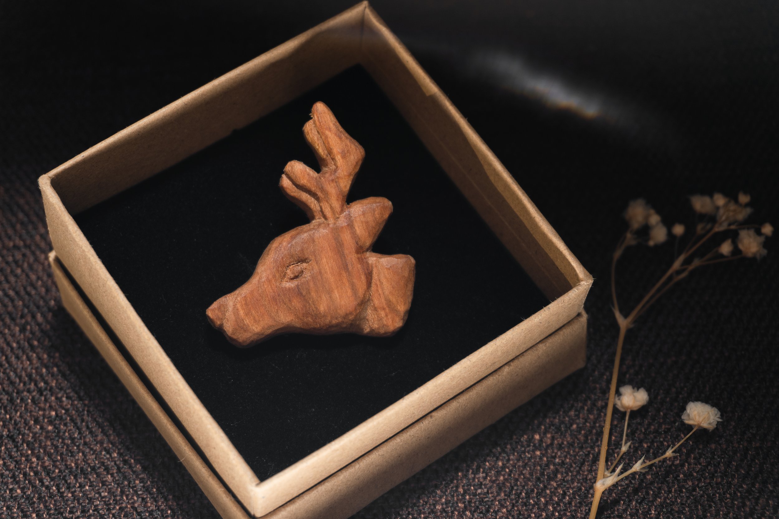 Deer | 30 Animal Series | Handmade Wooden Brooch