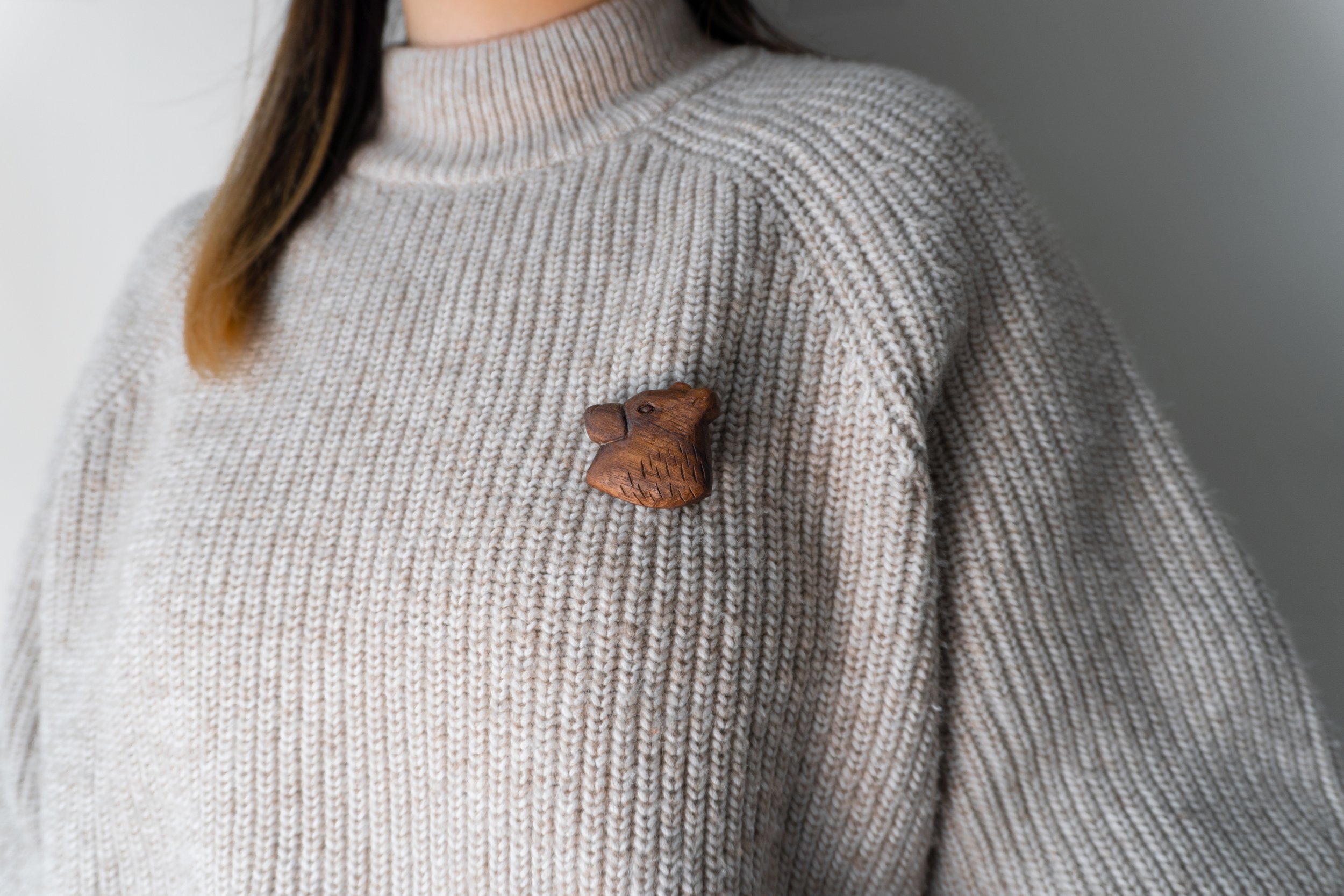 Bear | 30 Animal Series | Handmade Wooden Brooch