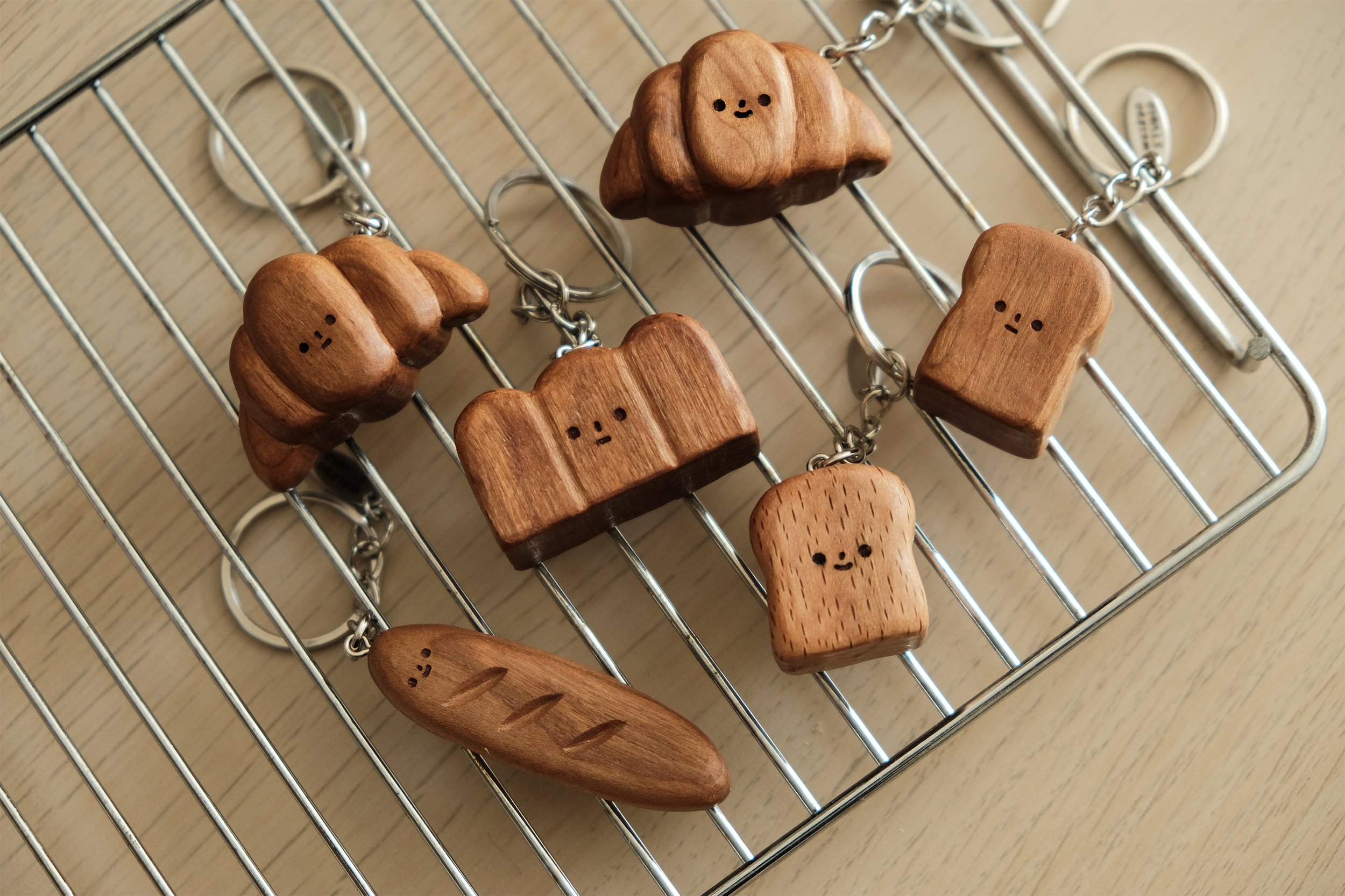 Croissant | Key Chain | Handmade Wooden Carving