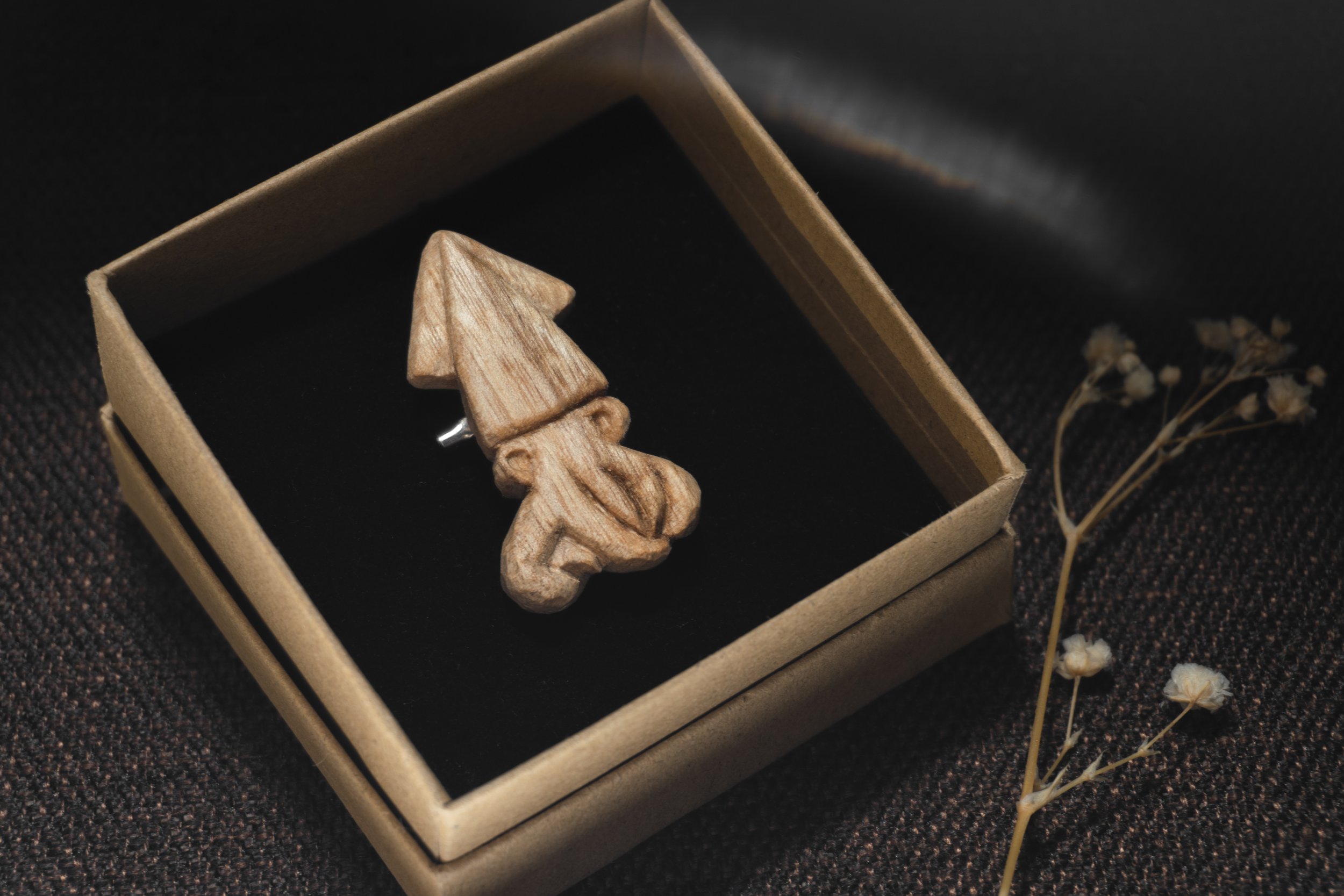 Squid | 30 Animal Series | Handmade Wooden Brooch