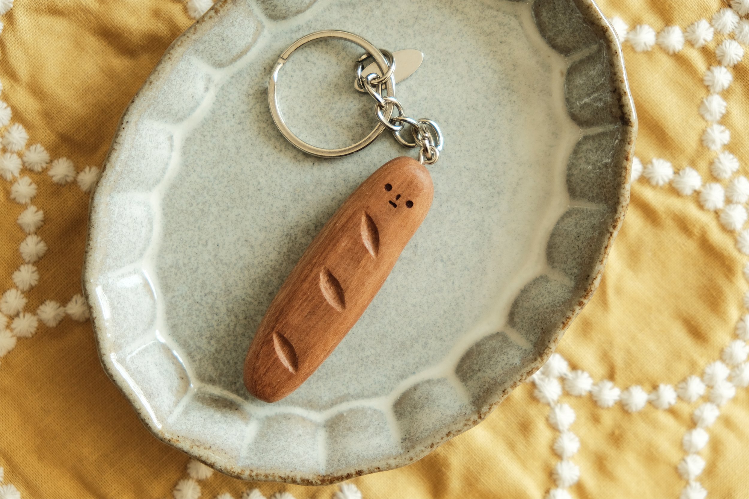 Baguette | Key Chain | Handmade Wooden Carving