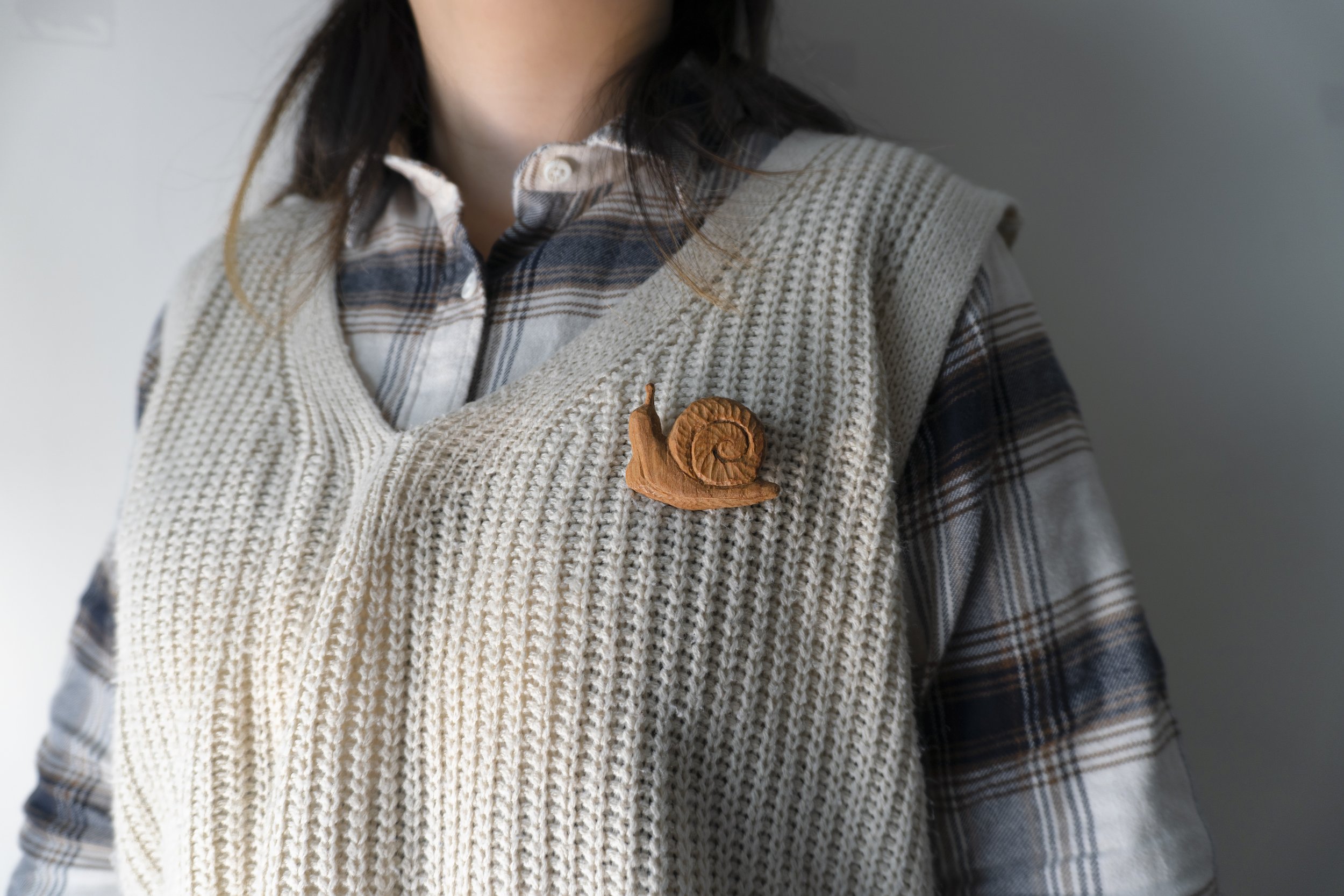 Snail | 30 Animal Series | Handmade Wooden Brooch