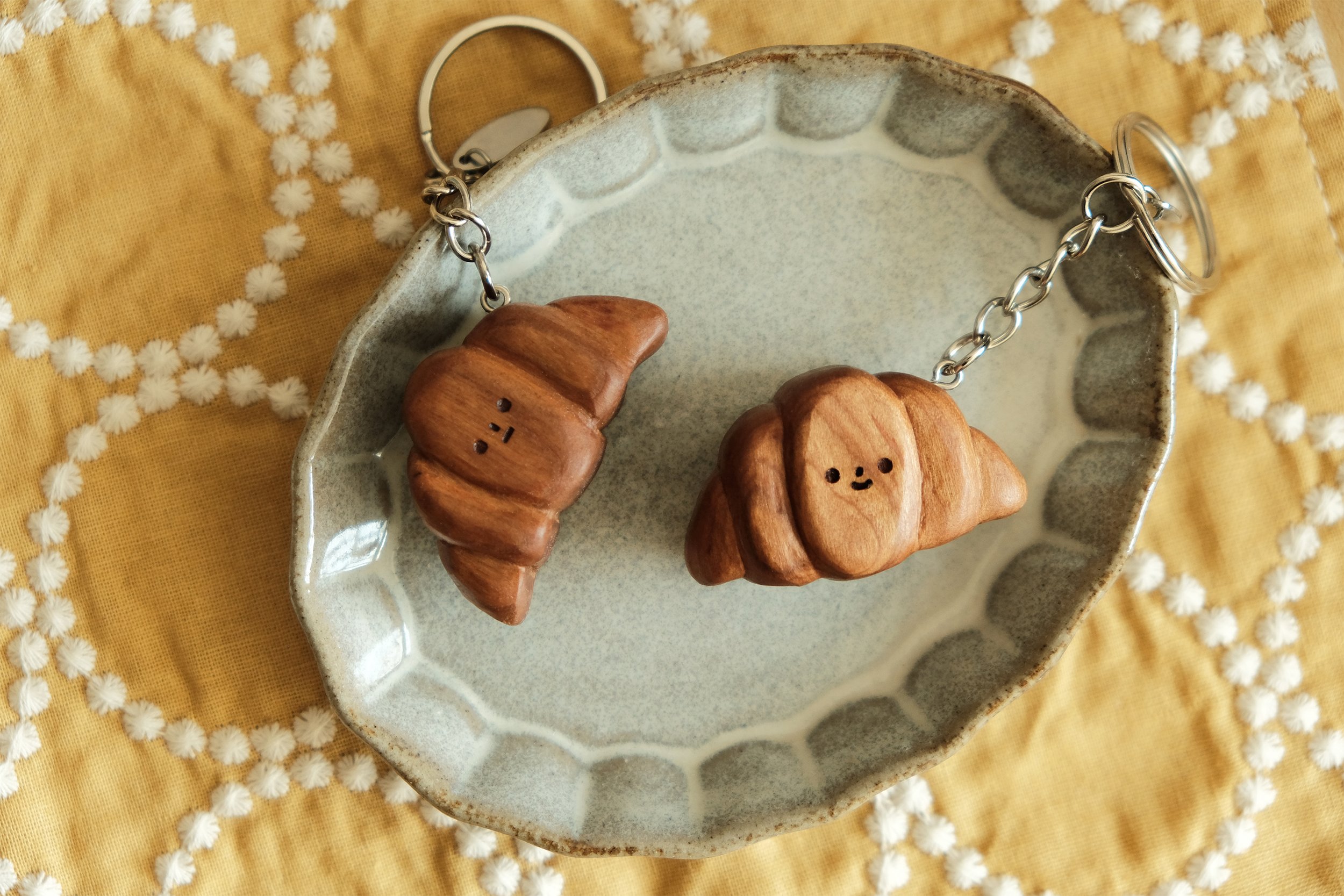Croissant | Key Chain | Handmade Wooden Carving