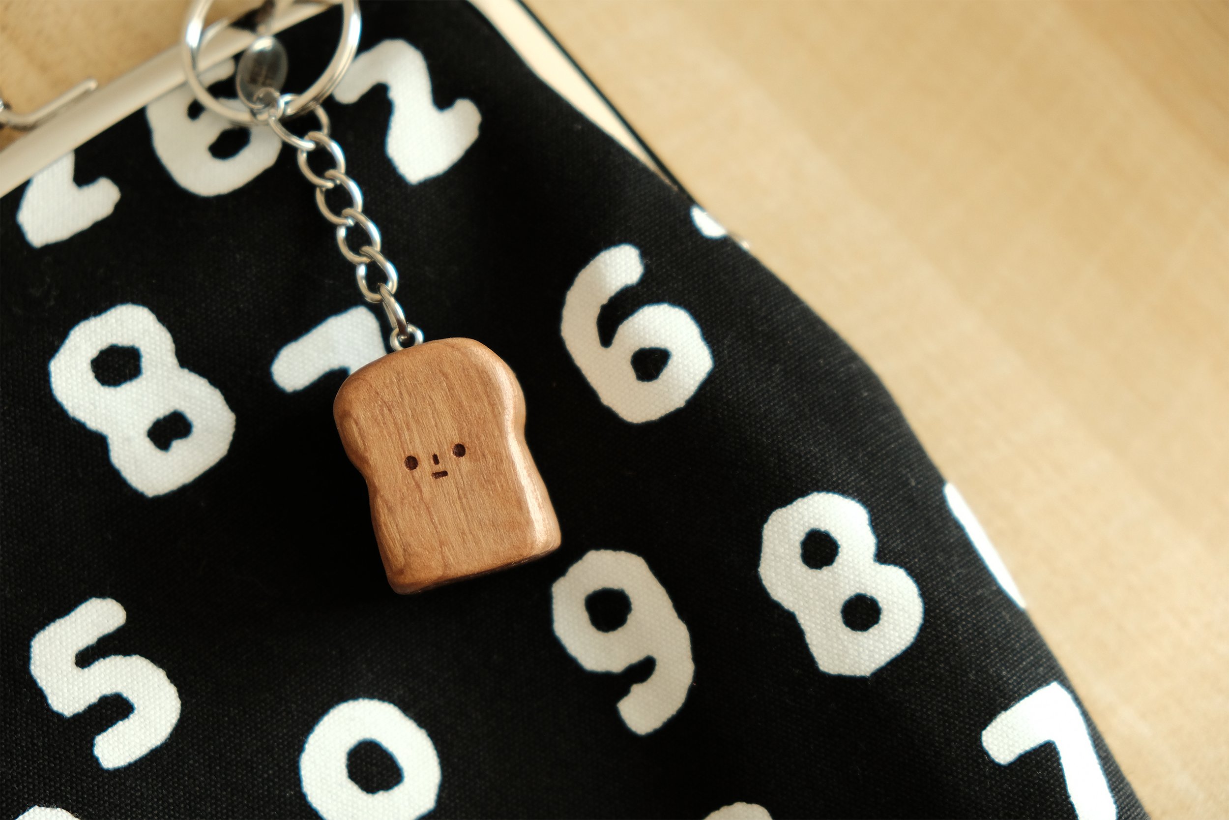 White Bread | Key Chain | Handmade Wooden Carving