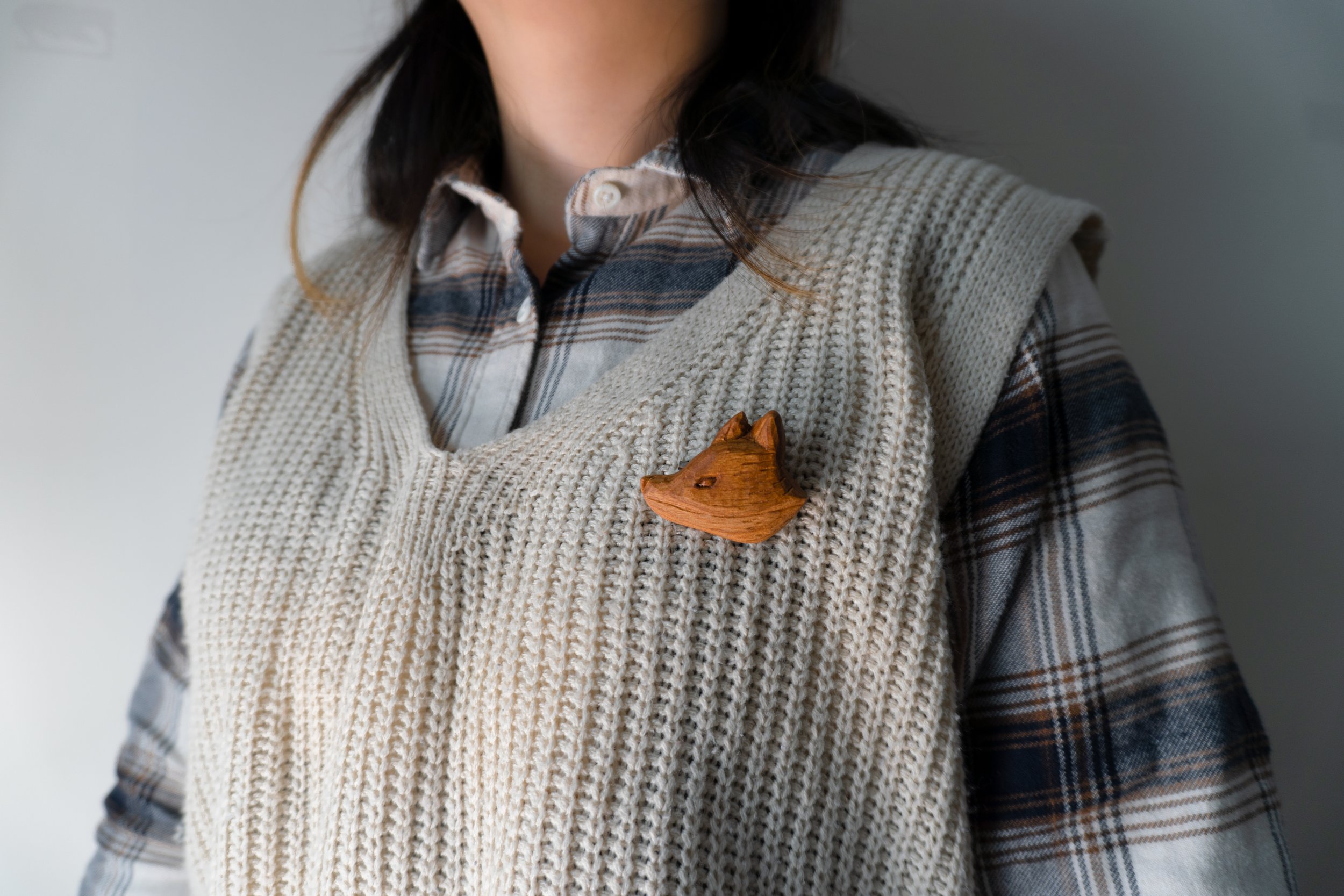 Fox | 30 Animal Series | Handmade Wooden Brooch