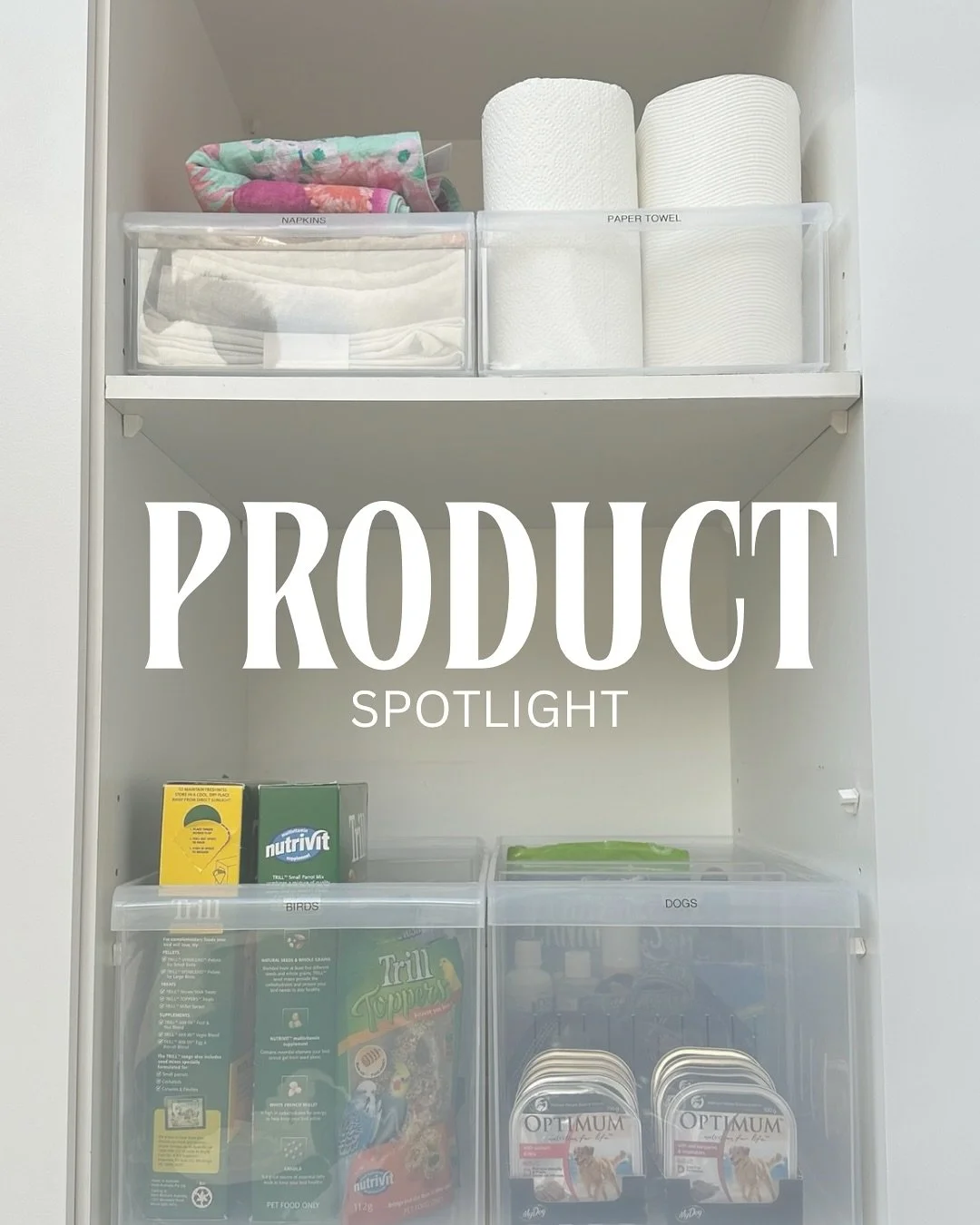 Looking for a storage solution that maximises space, fits A LOT of items and keeps everything separated? 

Our go-to product this month is the Kmart Wide and High Roller Storage Compartment. 

We use it EVERYWHERE - laundry, bathroom, pantry, wardrob