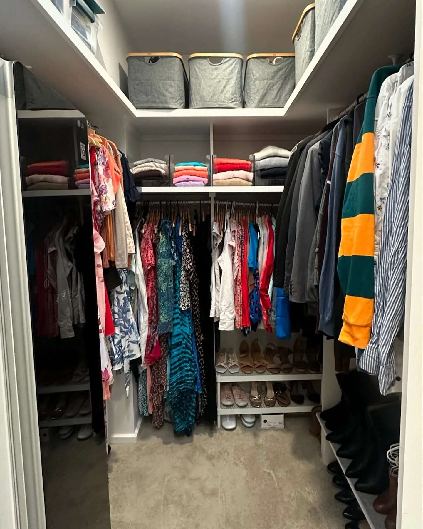 We completely transformed this walk-in robe by creating storage systems that flow perfectly for this couple. 

What was once a job sitting on their to-do list for months is now fully completed and ready the moment they got home from work. 

No stress