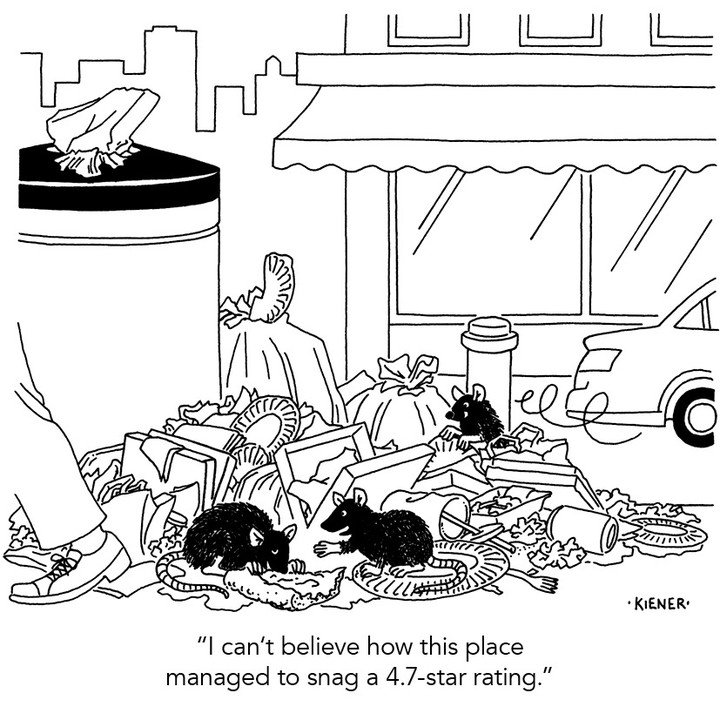 we all know how unreliable google reviews can be sometimes... 😉

follow for more.

#illustration #cartoon #cartoonist #newyork #food #streetfood #googlereviews #rat #leftovers