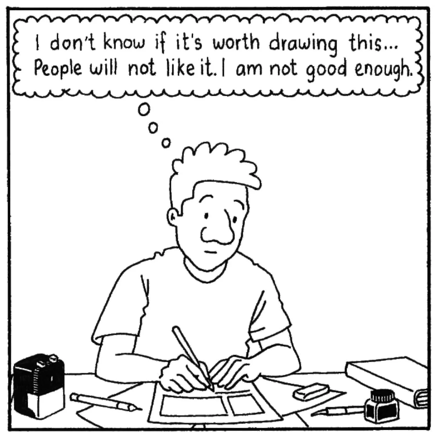 Being an artist has always been challenging. I think it got even worse with all the AI things going on. I am convinced that no machine can replace creativity. But do people outside my bubble know that? Sincere thoughts and feelings at my drawing desk