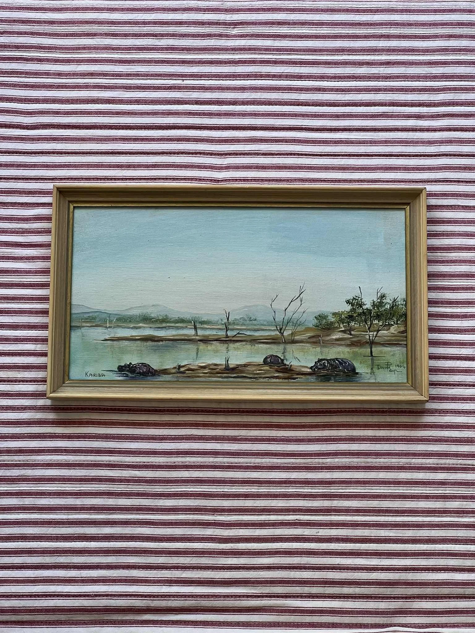 'Lake Kariba' framed oil painting
