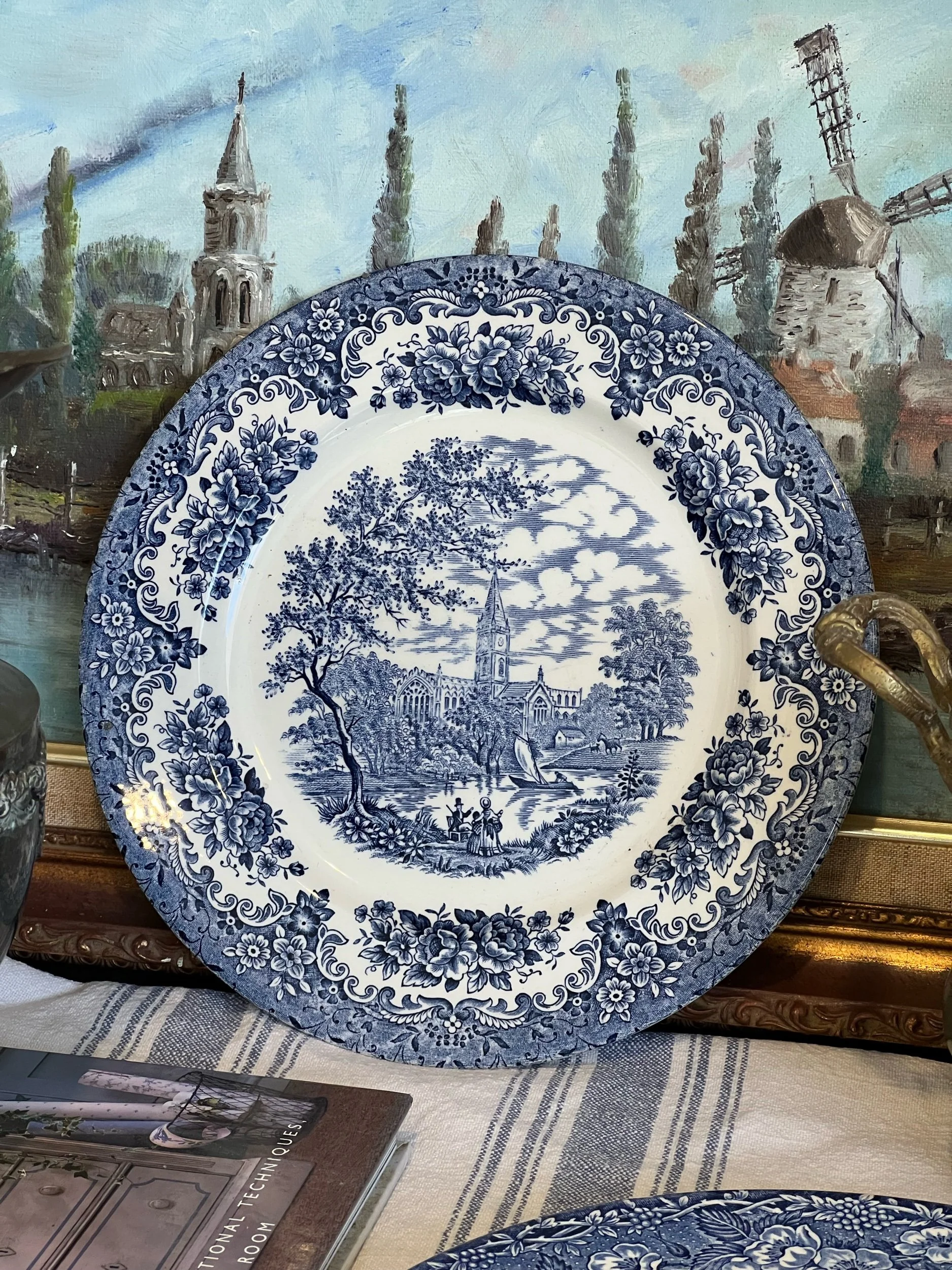 Vintage 'Castle' Blue and White Plate
