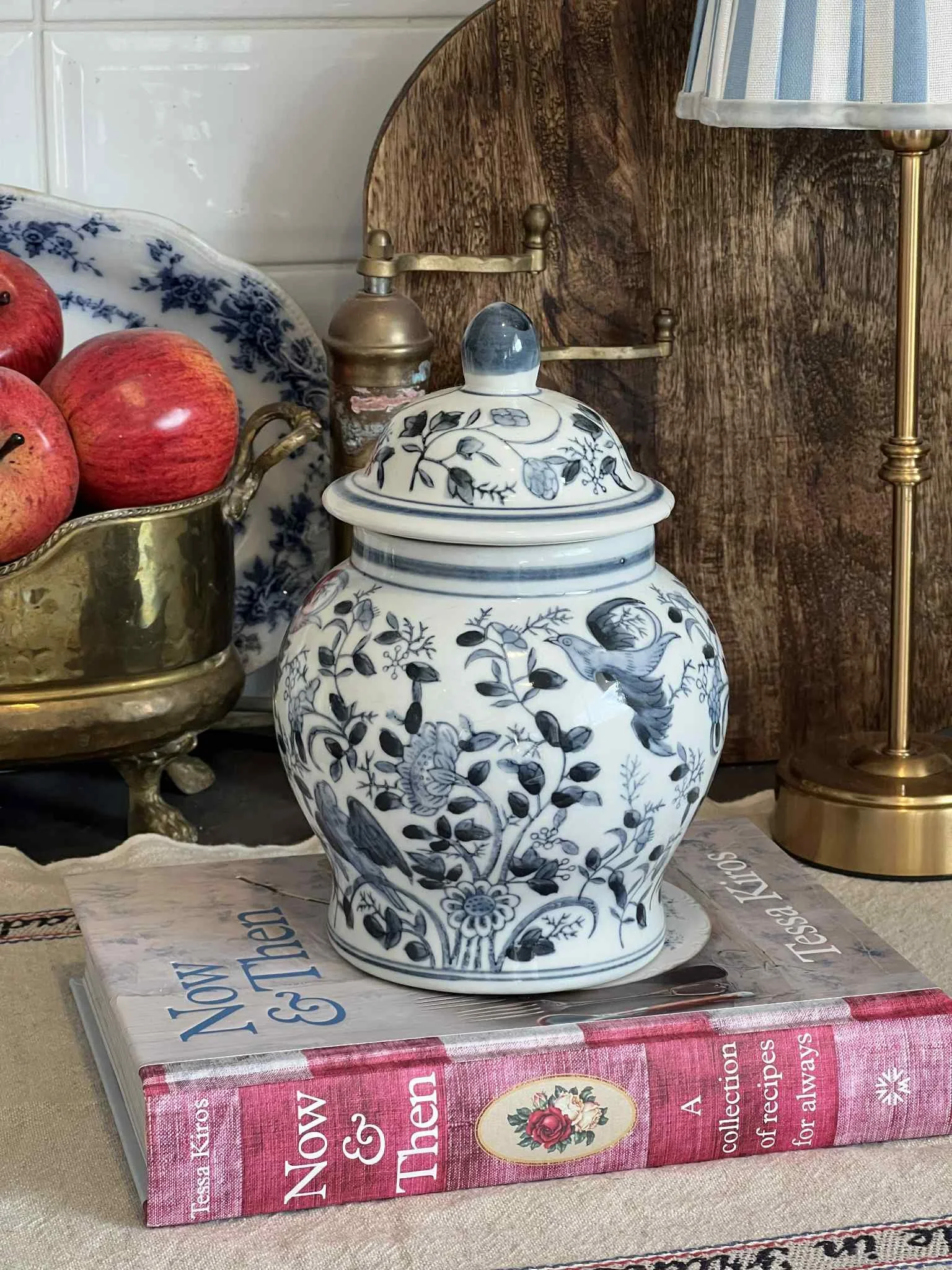 Blue and White Ginger Jar with Lid