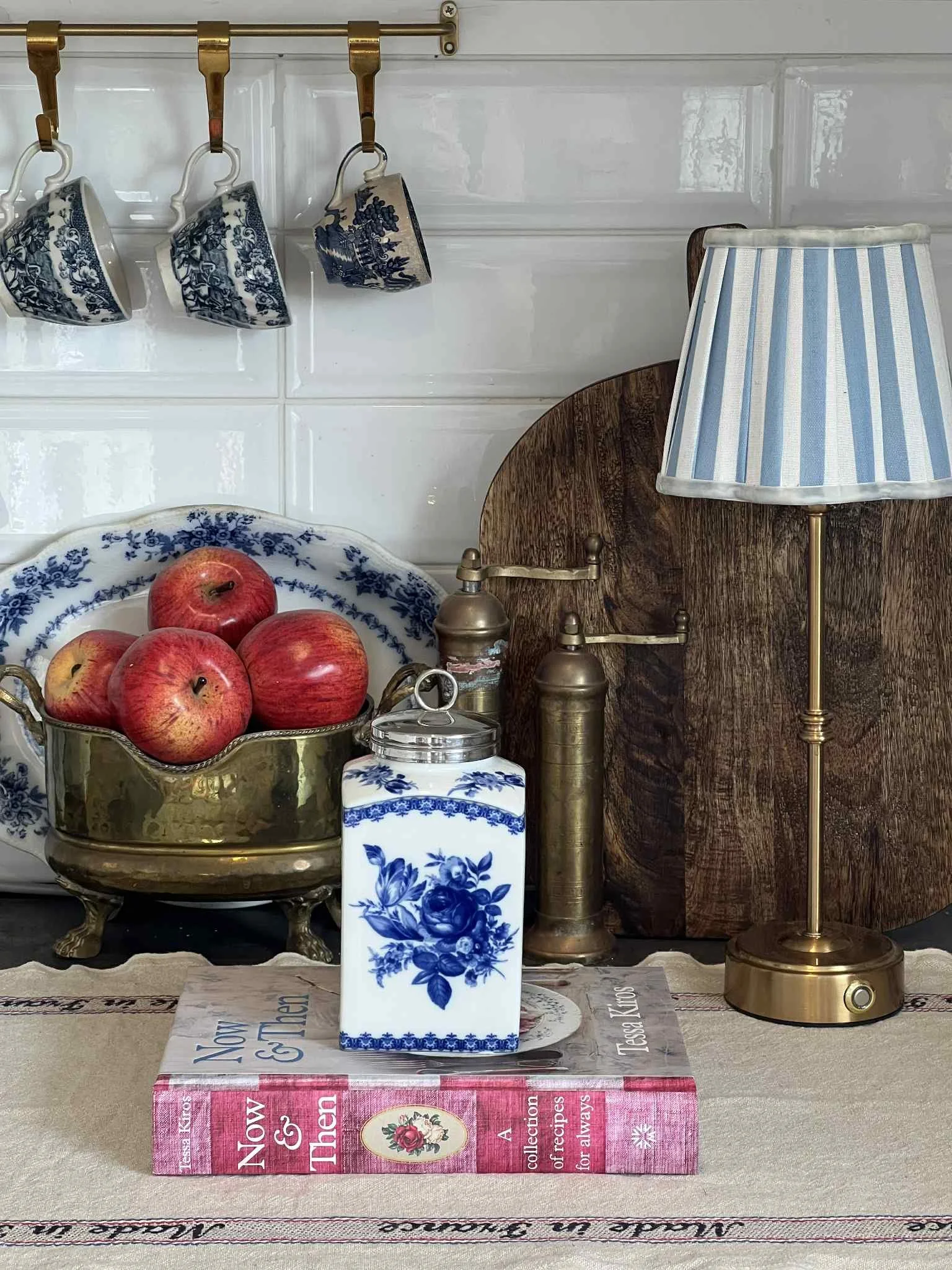 Blue and White Floral Canister