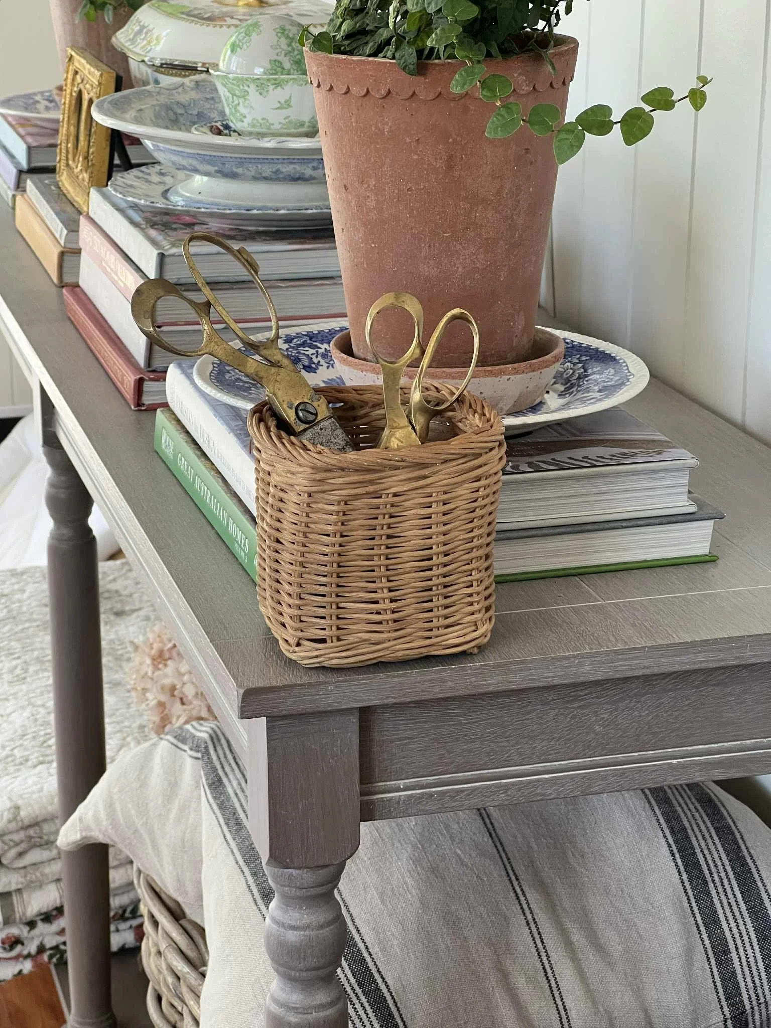 Vintage Wicker Utensil Holder