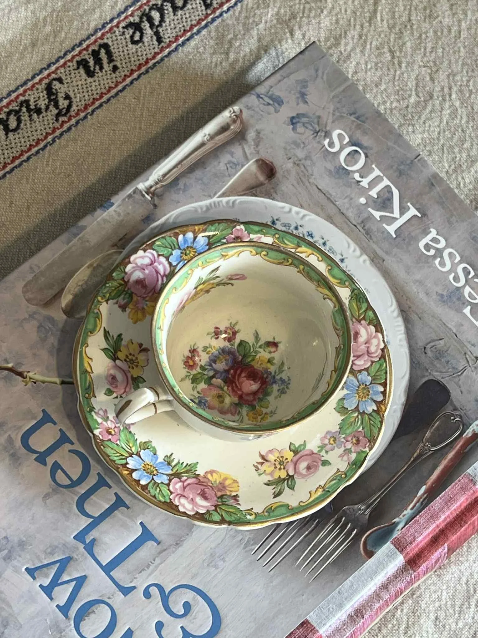 Vintage Floral Teacup and Saucer