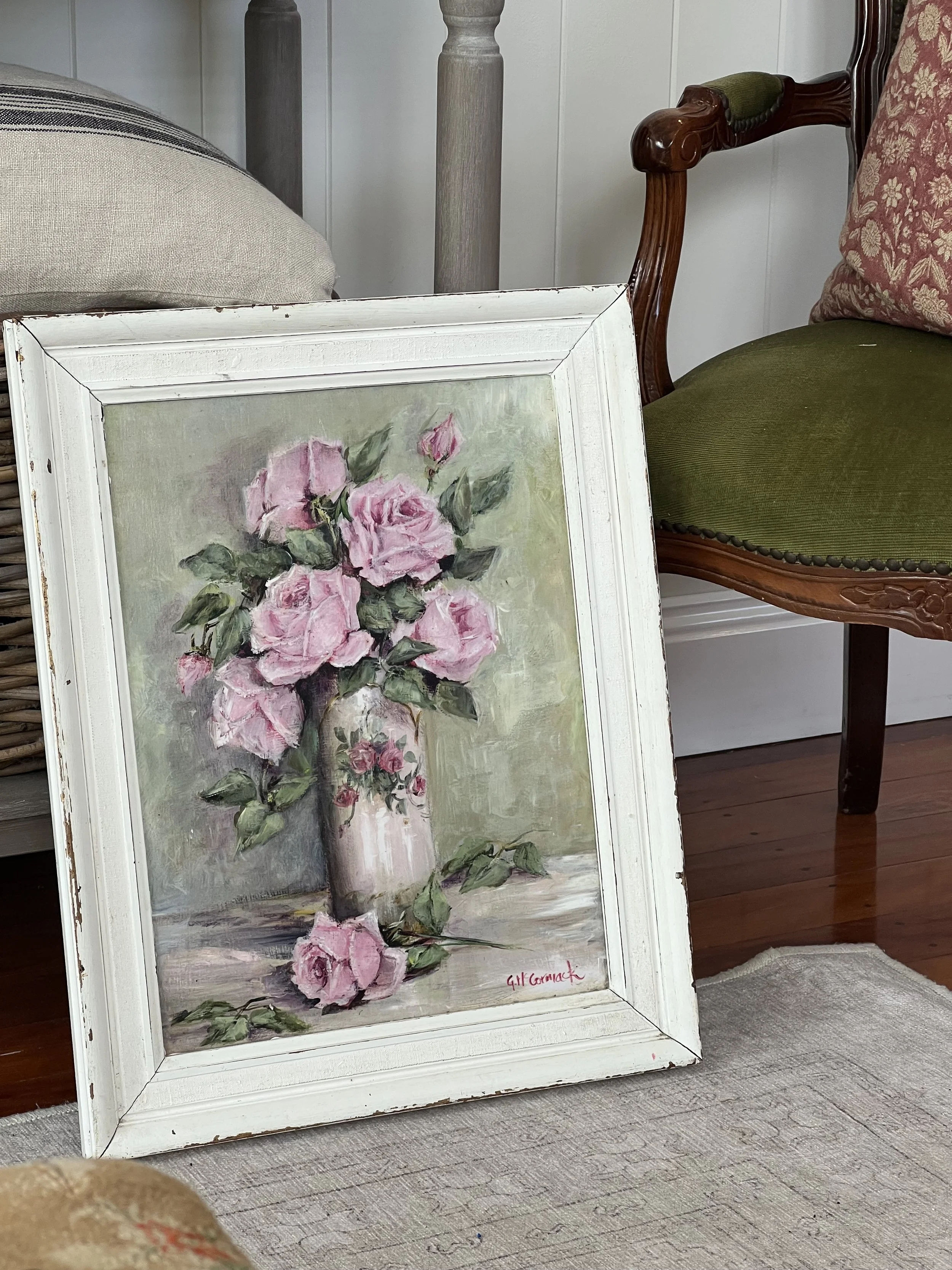 Vintage Pink Rose Painting