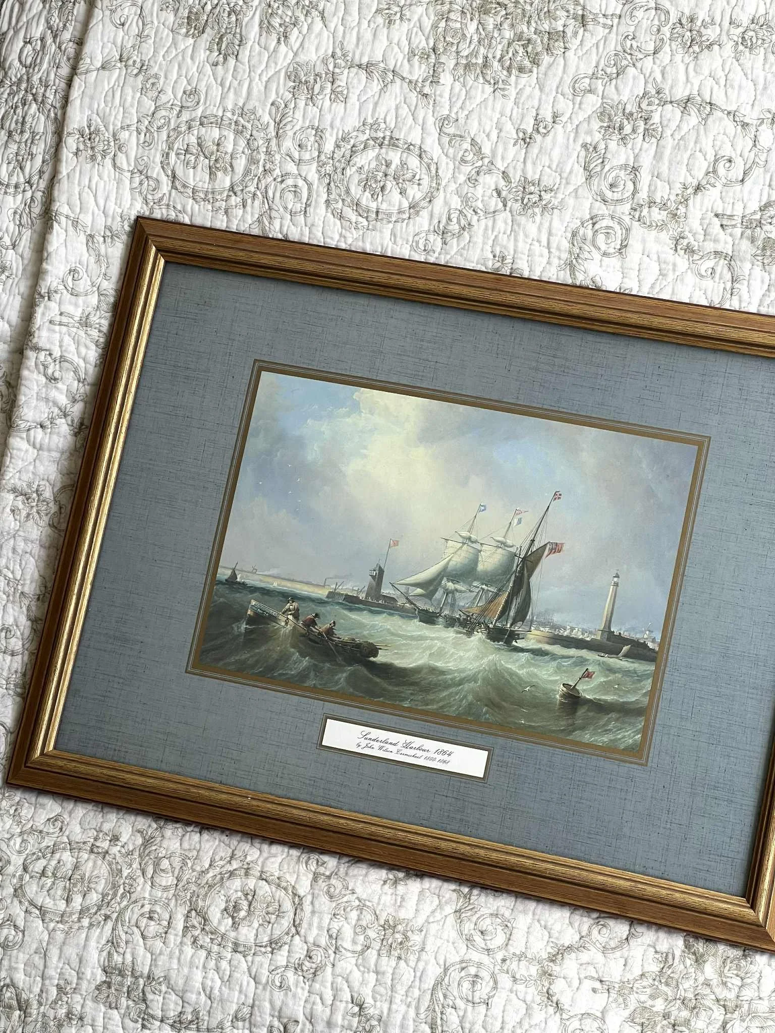 'Sunderland Harbour' vintage framed print