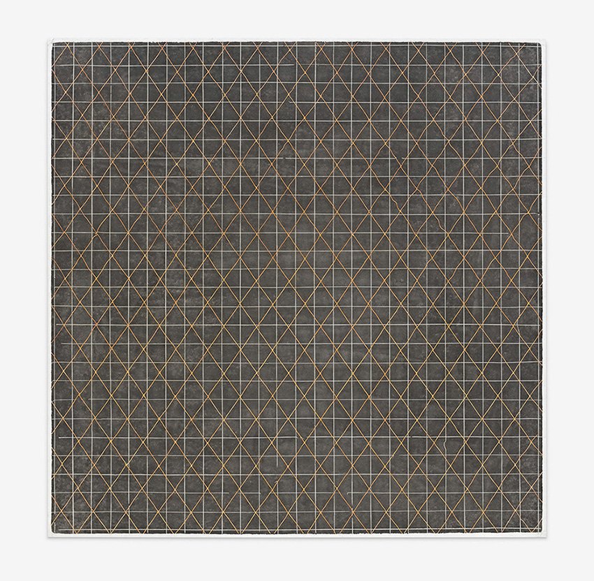 Fine Orange, Papierschnitt, Collage, Tusche, Pigmente, 137 x 137 cm, 2020. Foto: Hans-Georg Gaul