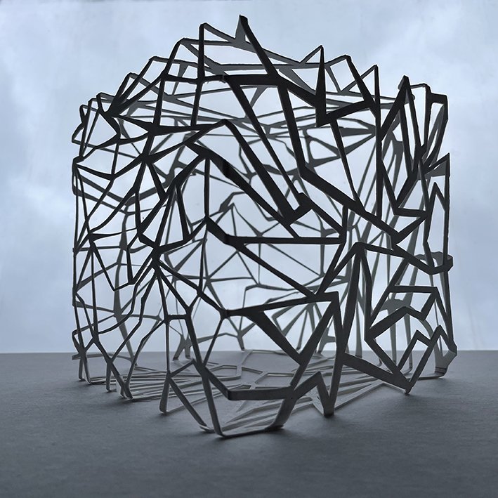 Grid As Grid Can, Papierschnitt, 15 x 15 x15 cm, 2022