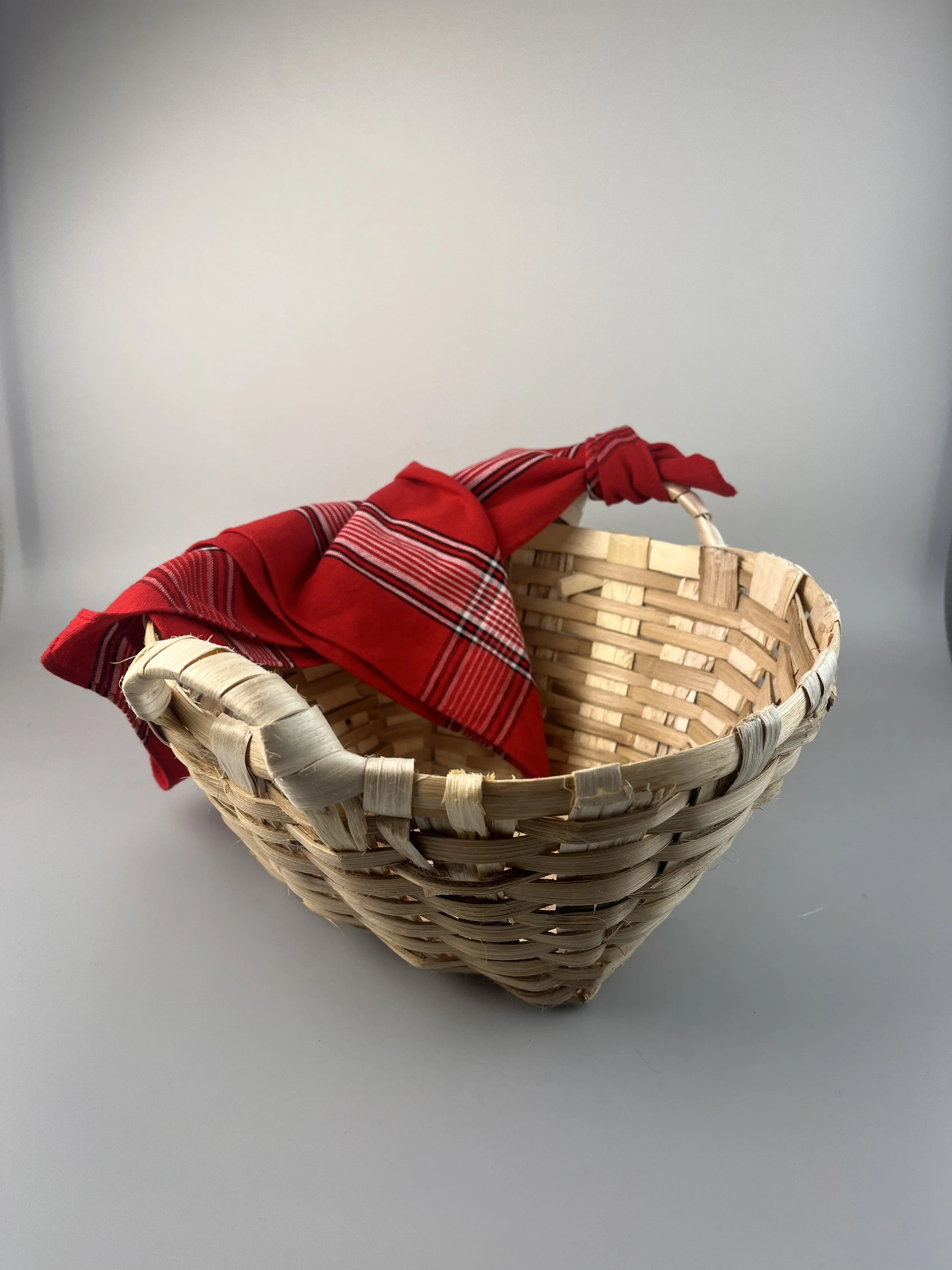 Rustic wood baskets with handles