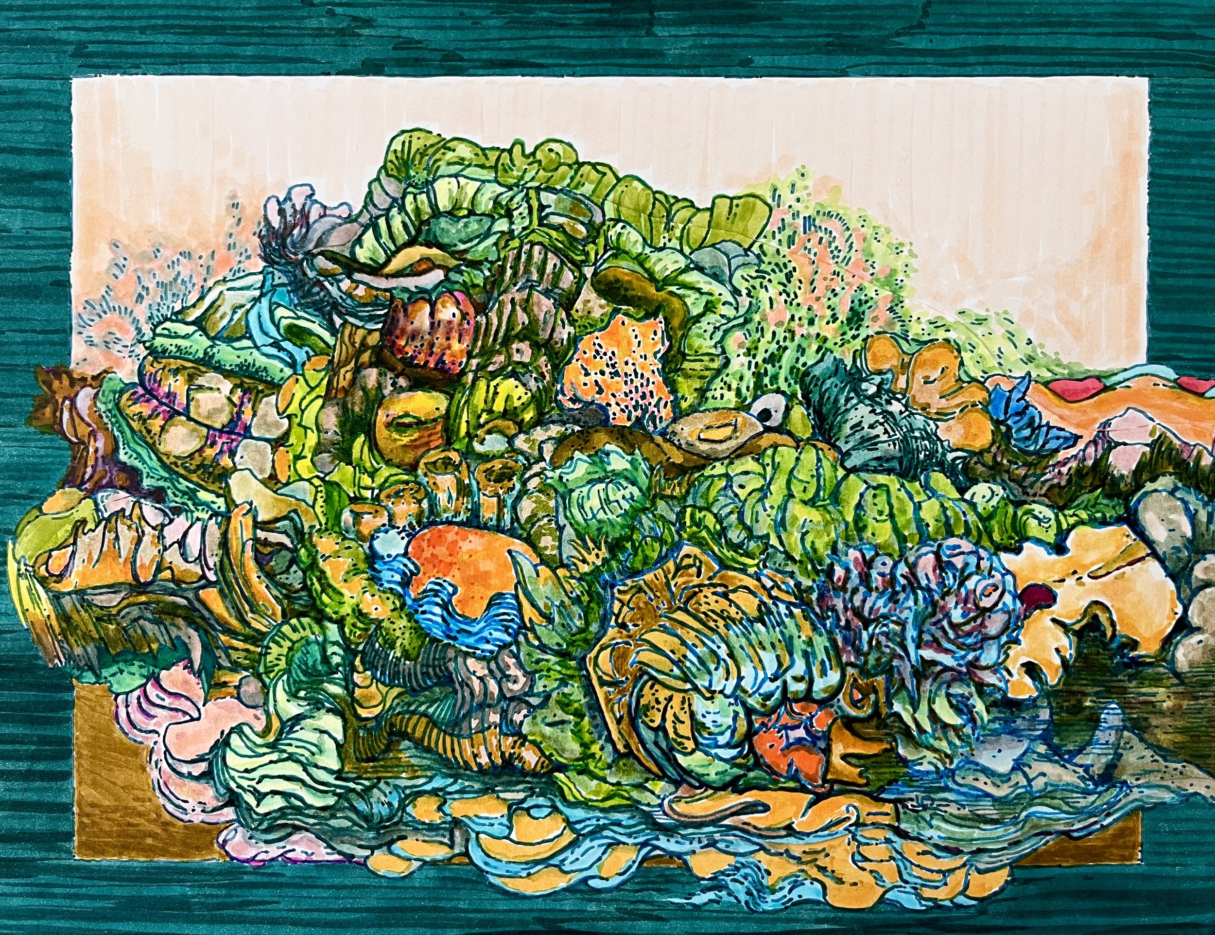 2025 - pen, marker, and acrylic on paper