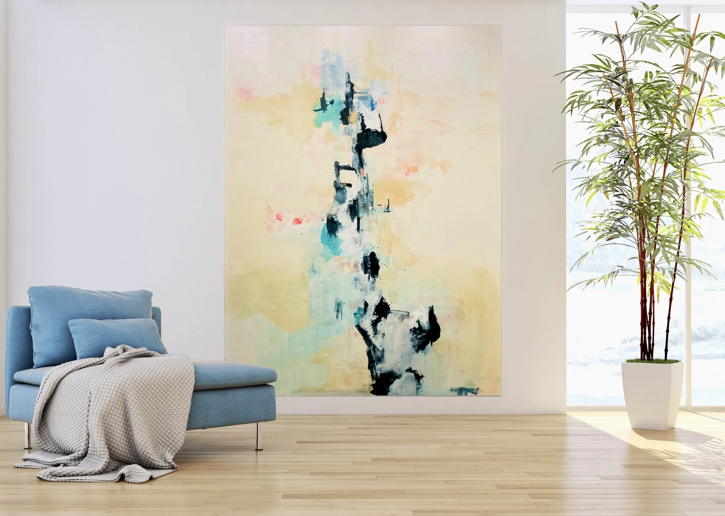 Det regner 160x120cm Blandet teknikk