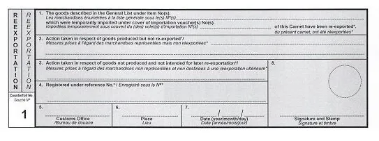  Reexportation Couterfoil 