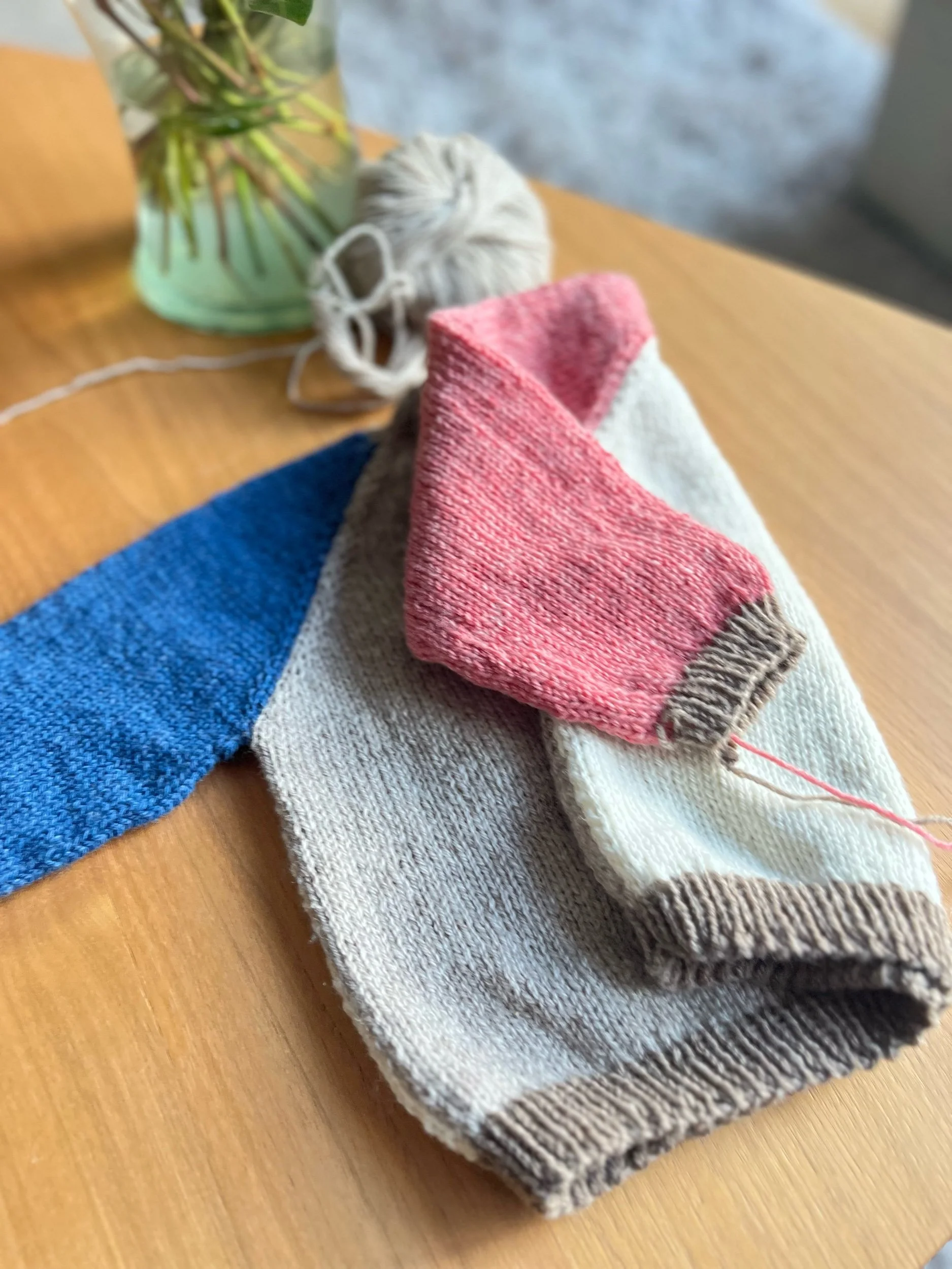 pull enfant Charlotte 5 couleurs tricot raglan color block