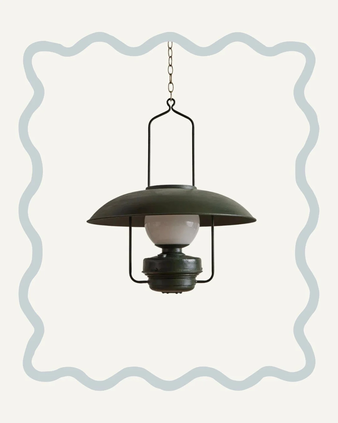 Fixtures We're Loving: The Household Lantern by @nickeykehoe⁠
⁠
⁠
Part nostalgia, part statement piece, this hand-painted pendant echoes a vintage French gas lantern, cast in a rich moss-green hue. We love this piece for how it balances a rustic, cou