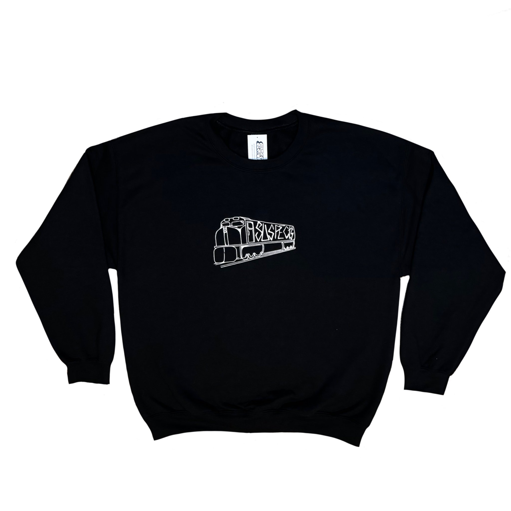 Embroidered Train Crewneck Black/White