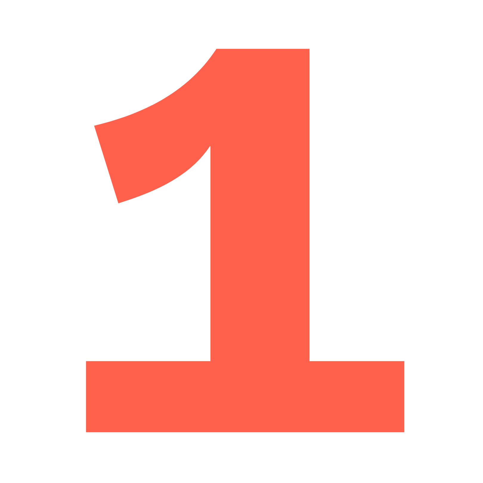 Large red number one on a black background.