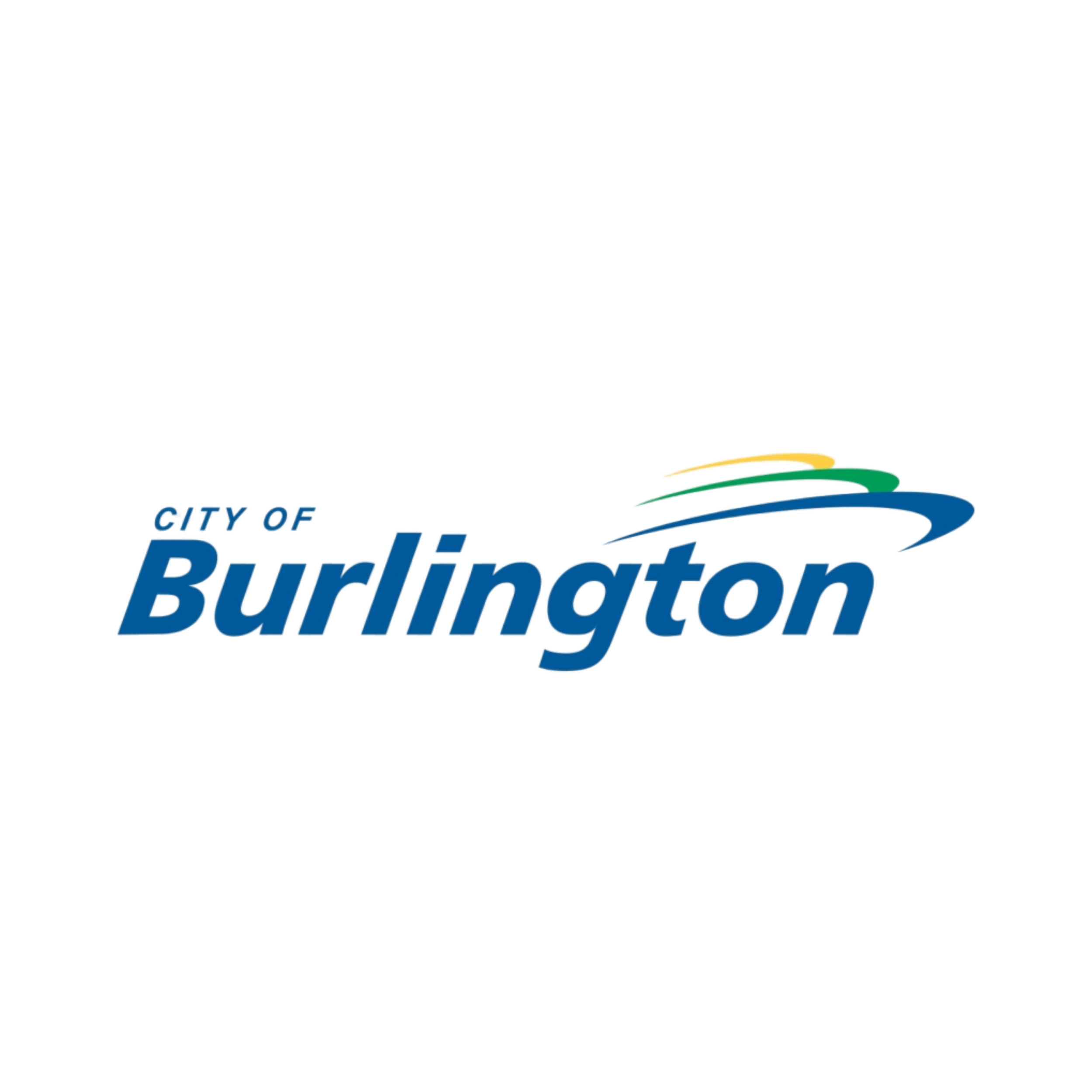 Logo of the City of Burlington with stylized swoosh design in green, yellow, and blue.