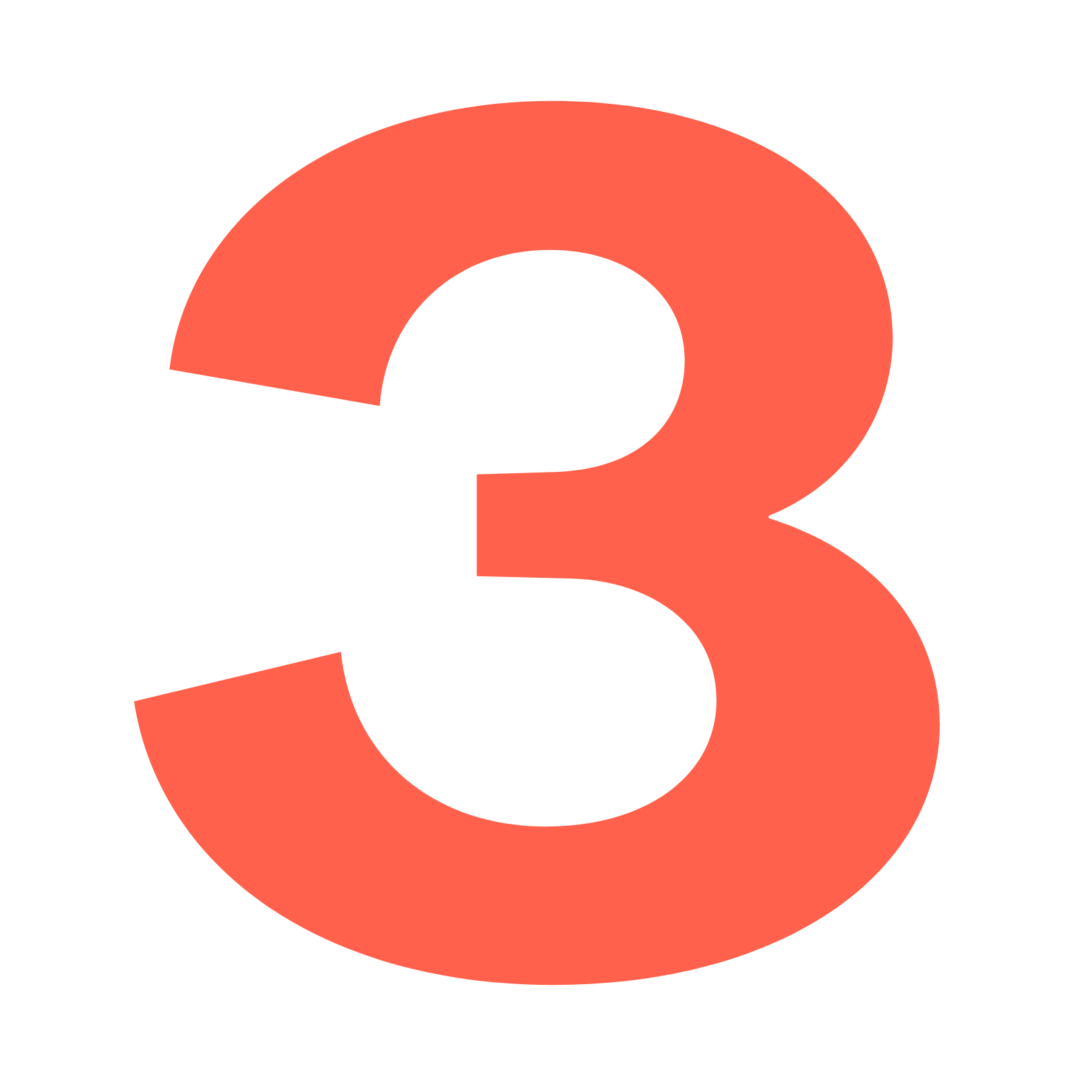 A large number 3 in orange with a black background.